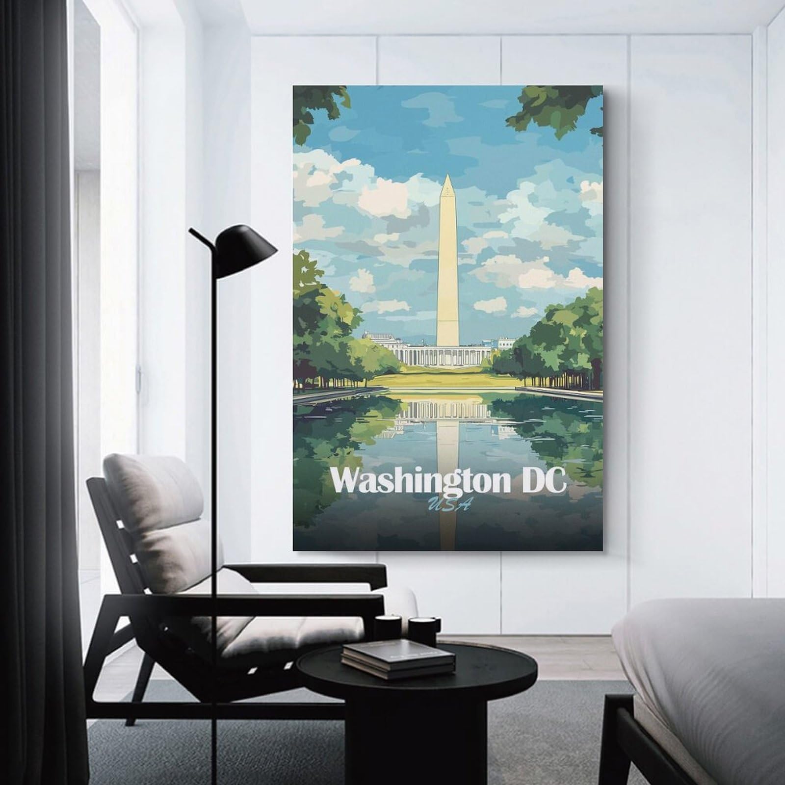 Junmoney Unframe-Style-15 Washington Dc Monument Illustration Decorative Wall Artwork 12X18inch(30X45cm), For Living Room, Bedroom, Office Or Hallway, Decorative Artwork With Broad Appeal