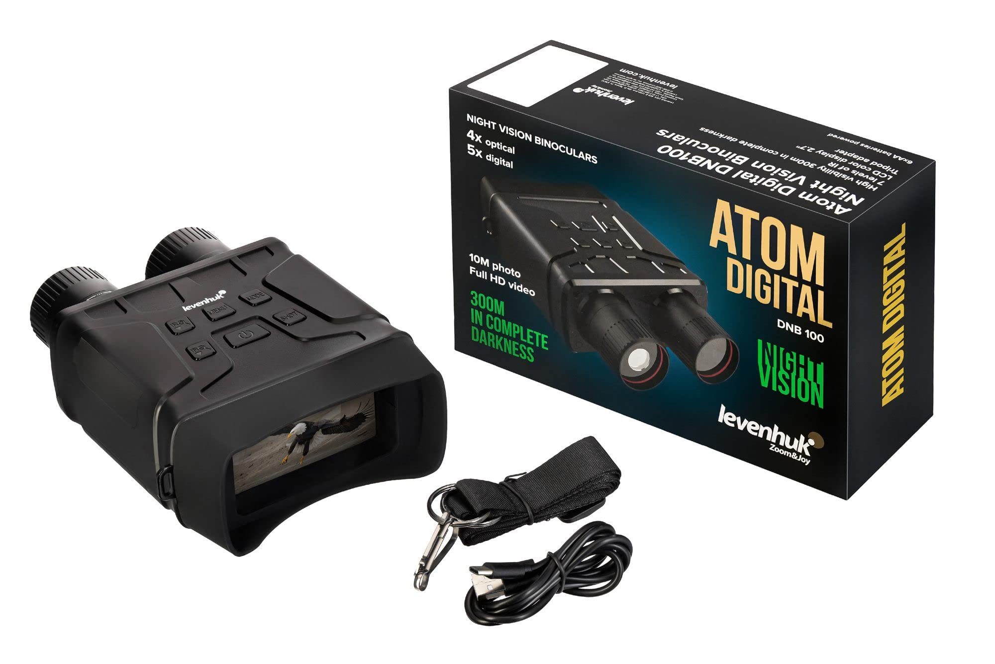 Levenhuk Atom Digital DNB100 Visore Notturno Binoculare Adatto Anche per Osservazioni Diurne, Compatto, Leggero, da Impugnare a Mano e con Videocamera