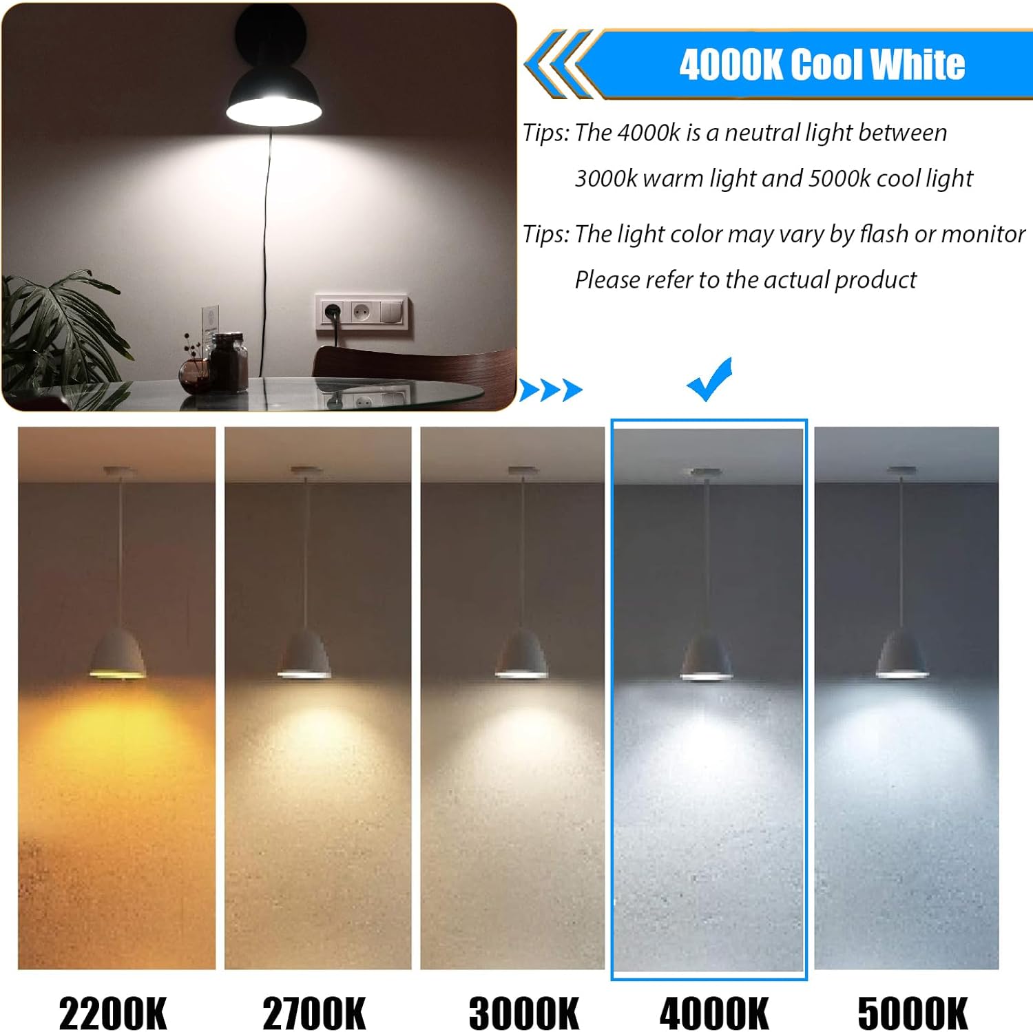 100 Watt LED Bulb, 12 Pack 9W LED Edison Light Bulbs 100 Watts Incandescent Bulbs Equivalent, 4000K Cool White with E26 Standard Base, 120V Input, 1250LM High Brightness, CRI 90, Not Dimmable