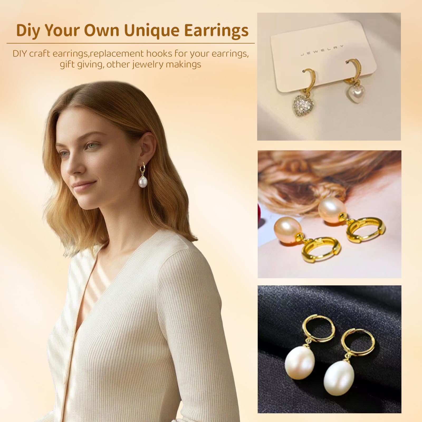 RCIDOS Kit Creazione Orecchini 80 Pezzi - Ganci Ipoallergenici Argento 925 e Oro 18K per Gioielli Fai da Te