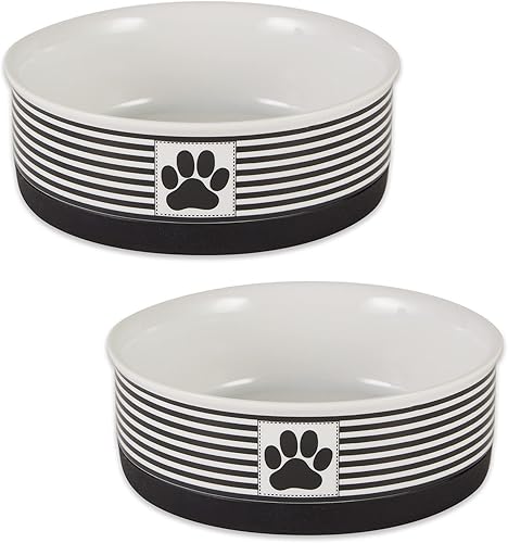 Bone Dry Paw & Patch Ceramic Pet Collection - Juego mediano, 6 x 2, negro, 2 piezas, 5742