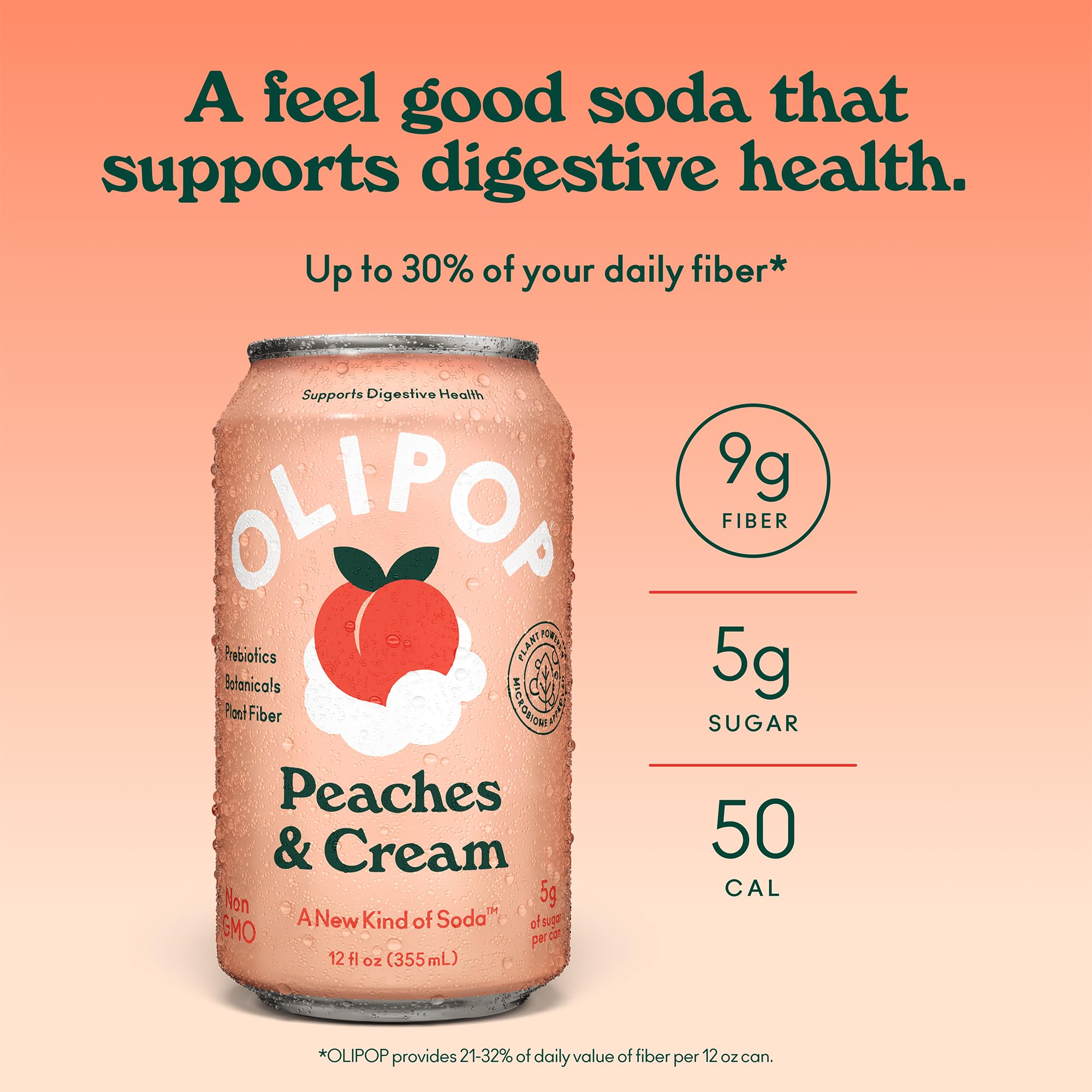 Amazon.com : OLIPOP Prebiotic Soda, Peaches and Cream - 12 fl oz