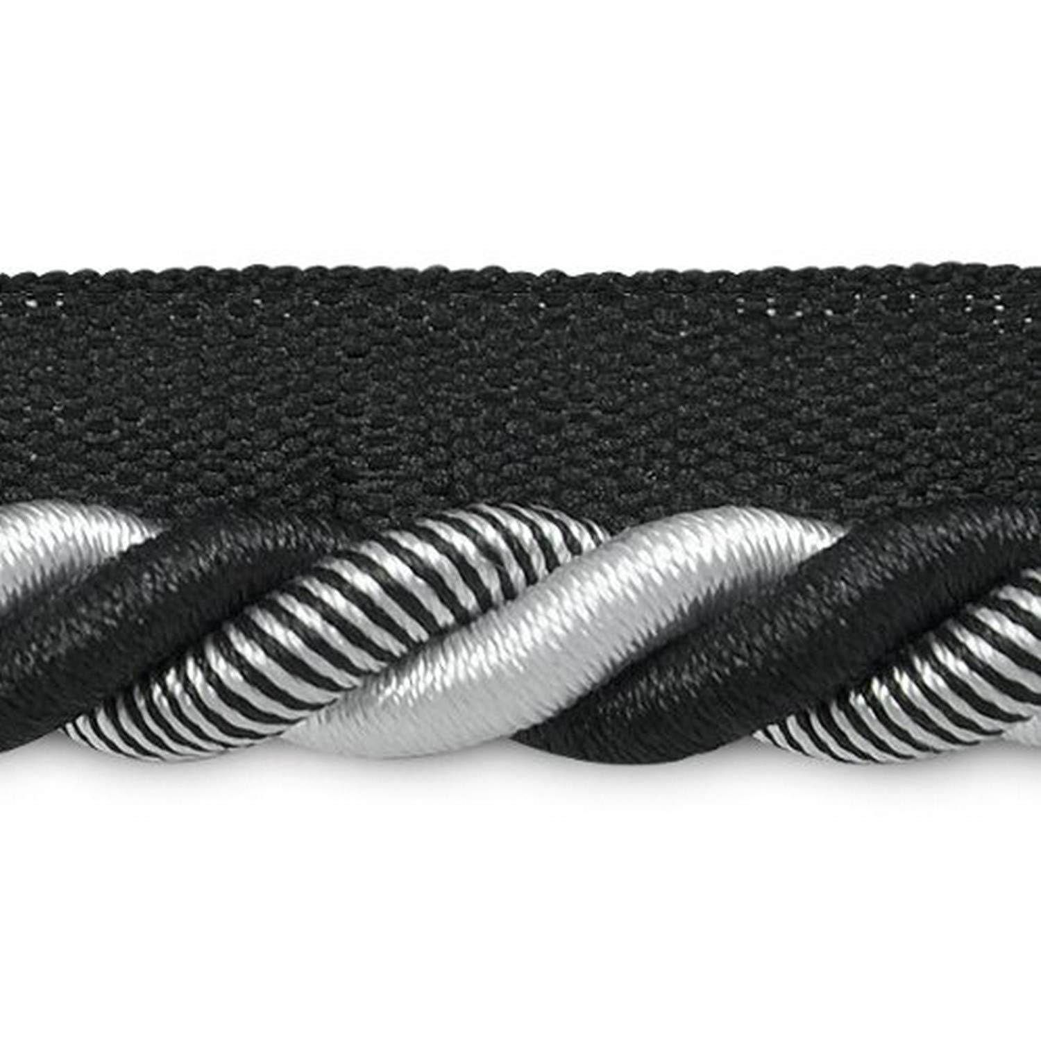 Trims by the Yard Leona 3/8" Twisted Lip Cord Trim | Black/White| (20 yard cut)