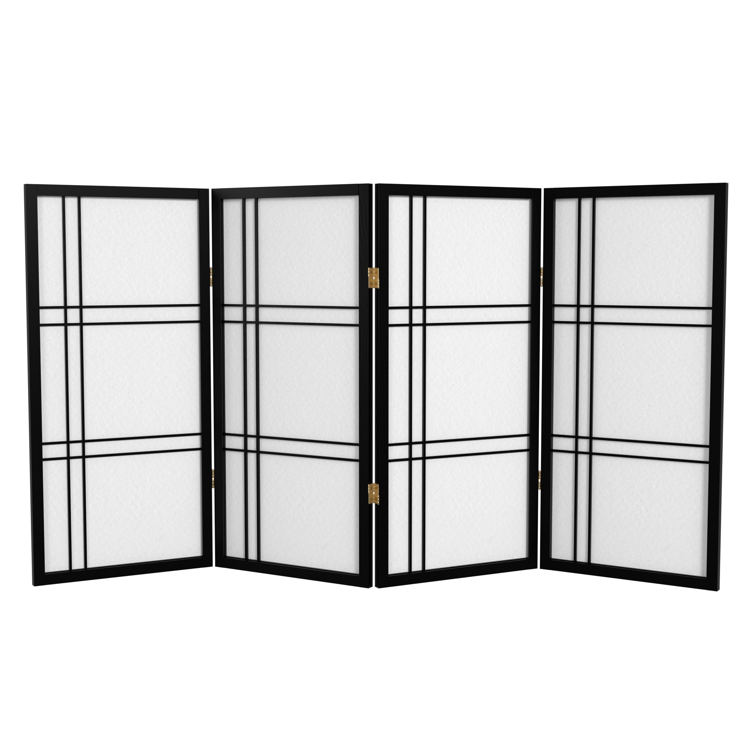 3 ft. Short Double Cross Shoji Screen - Black - 4 Panels