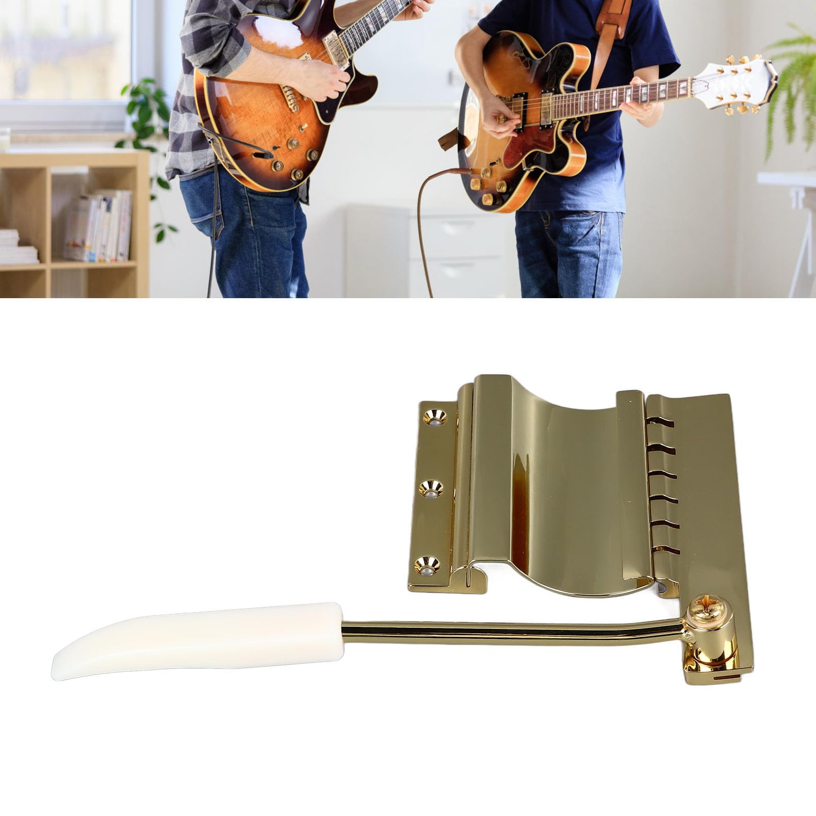 Ponte tremolo di chitarra elettrica con barra di ampiezza regolabile Struttura precisa Struttura in metallo stabile per la serie SG Guitarre elettriche (Colore dorato)