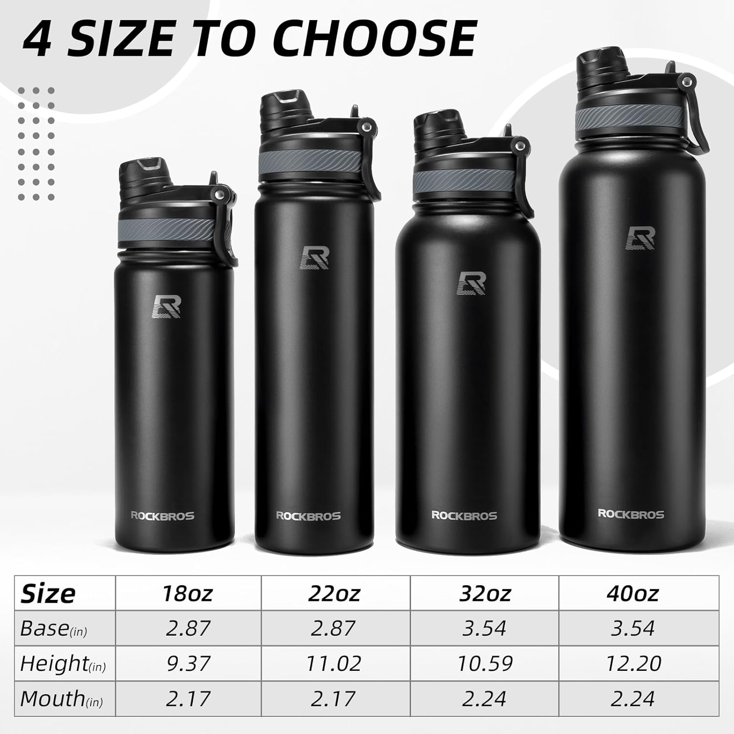 ROCKBROS Insulated Water Bottle with Straw, Stainless Steel Sports Water Cup Flask Leak Proof with Handle Keep Warm and Cold for Hiking, Cycling, Bike Travel, School Sports, Gym - Image 6