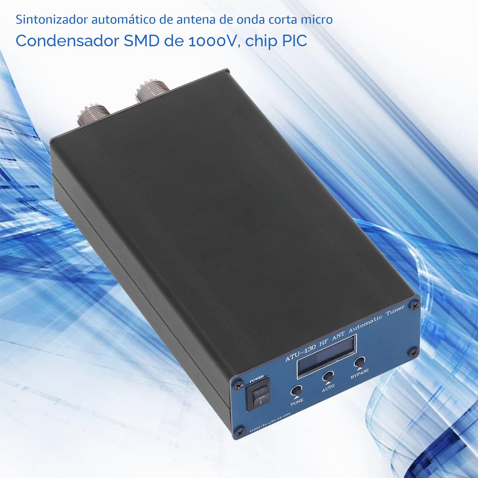 Sintonizador de Antena, ATU-130 Sintonizador Automático de Antena 1.8-50MHz 200W Micro Sin tonizador de An de Onda Corta con Pantalla OLED, Carcasa de Aleación de Aluminio