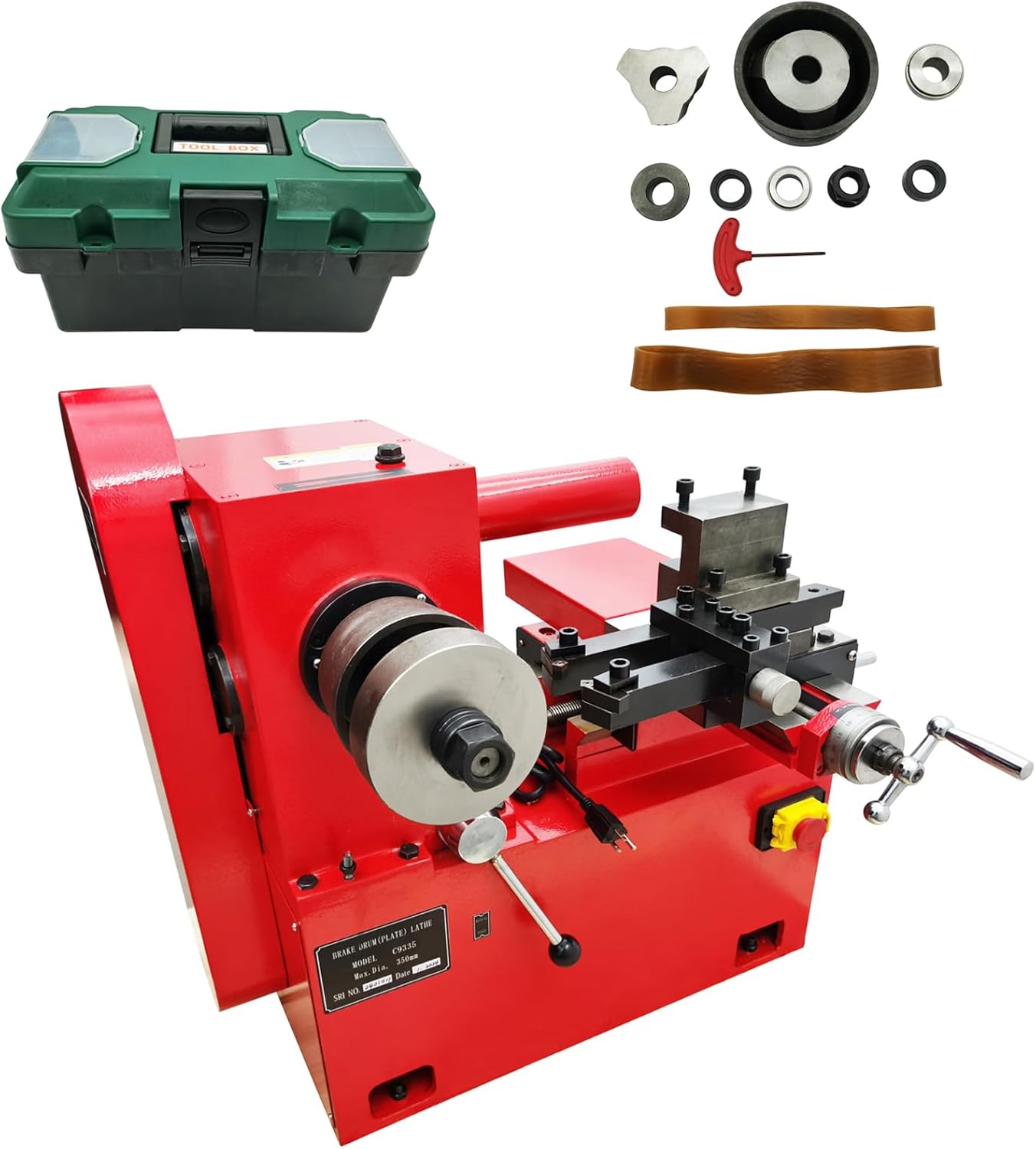 110V 1100W C9335 Brake Drum/Disc Lathe Small Automobile Brake Hub Plate Repair Machine Lathe Saddle Auto Repair Shop Auto Beauty Shop