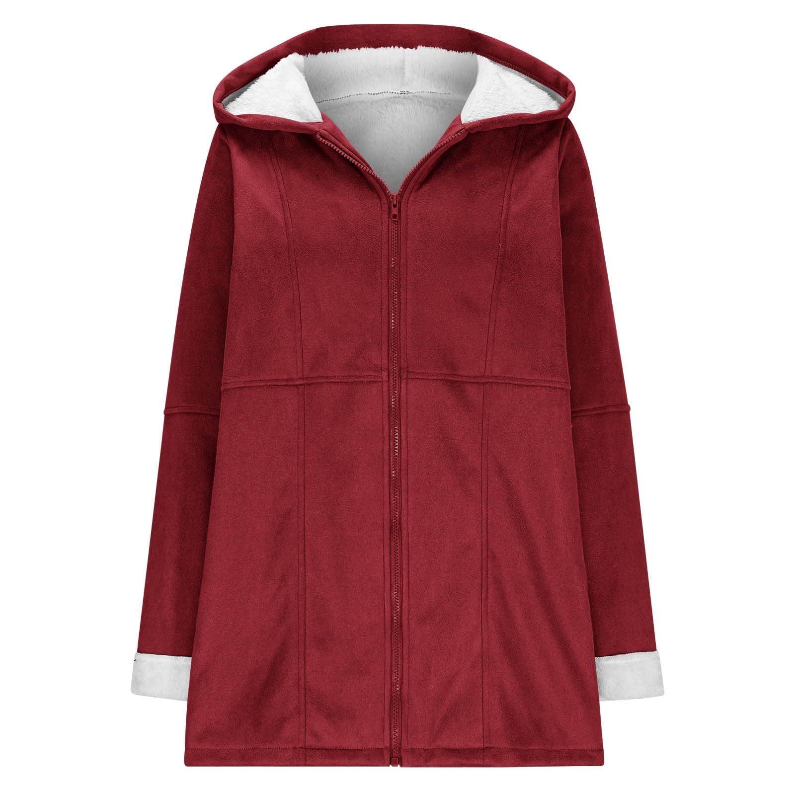 Wintermantel Damen Lang Winterjacke Gefüttert Sweatjacke Winter Warm Damenmantel Elegant Thermo Mantel Mit Reissverschluss Kapuzenjacke Innenfutter Jacke Damen Langarm Winterjacken Einfarbig