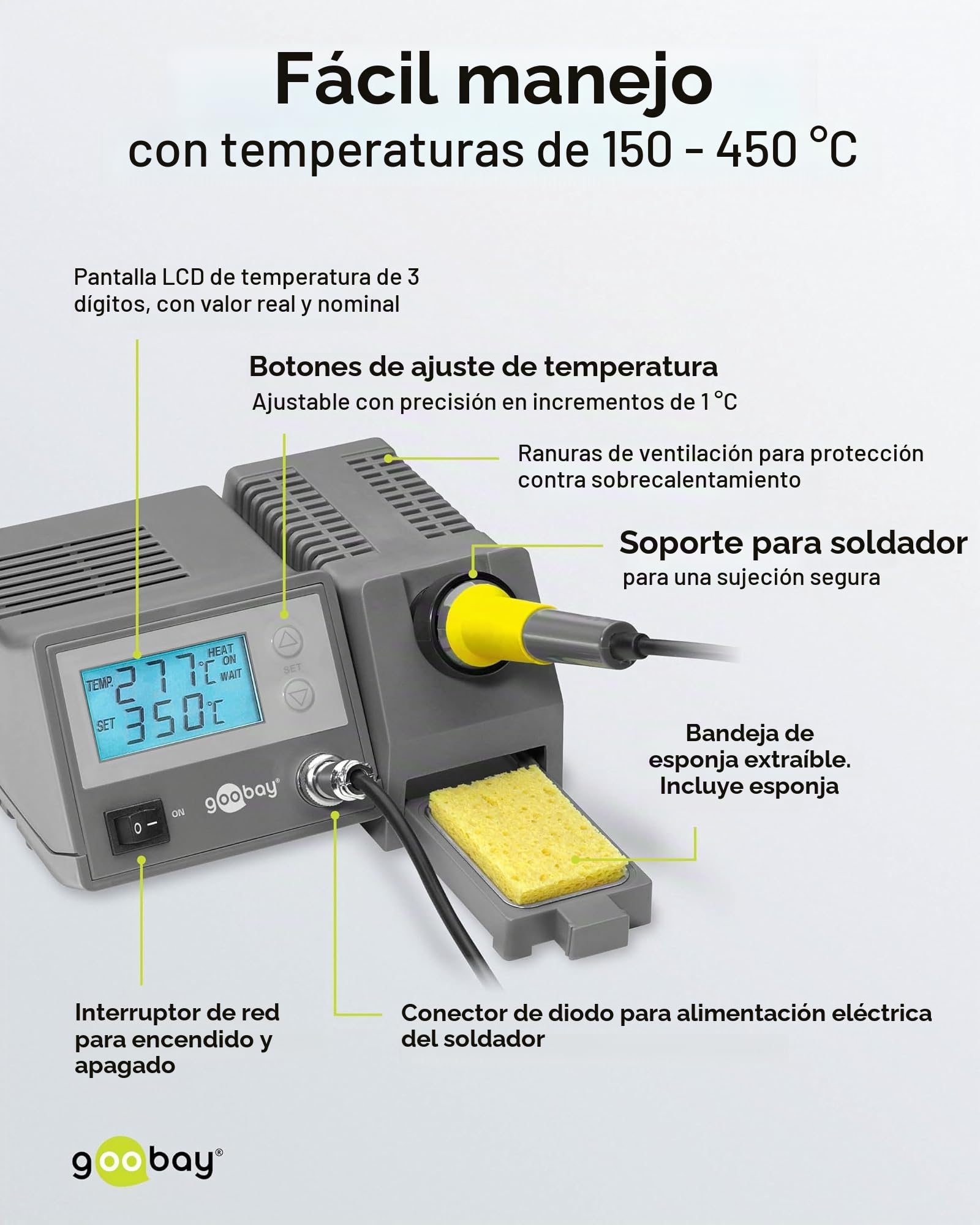 Fixpoint EP5 - Estación de soldadura digital Kit del Soldador Con pantalla LCD 51098