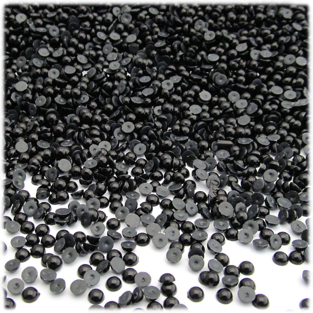 1,000pc Pearl Finish Half Dome Beads, Round, 3mm, Pitch Black