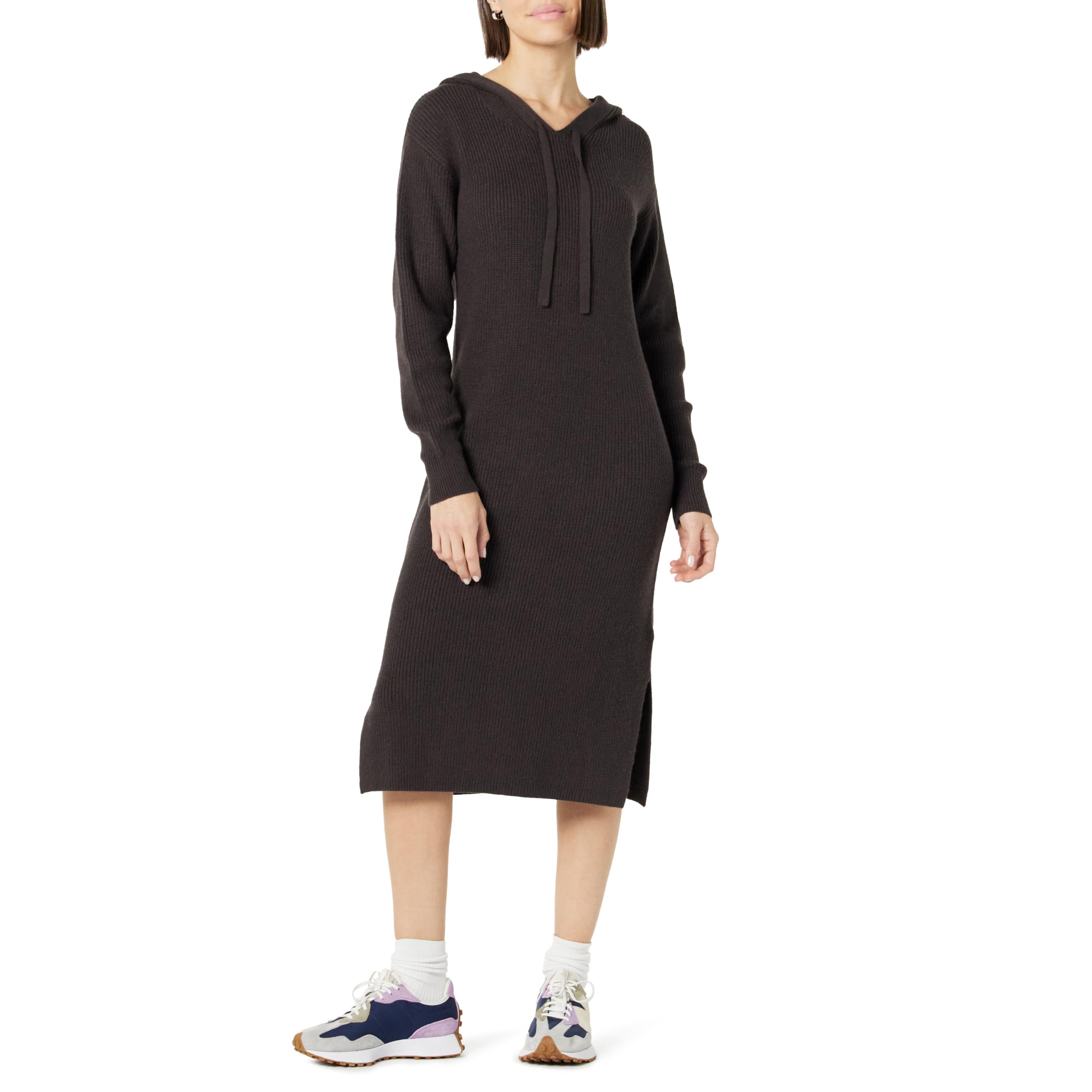 The Drop Damen Claudia Cuddle Hoodie Midikleid, Kaffeebohne, S