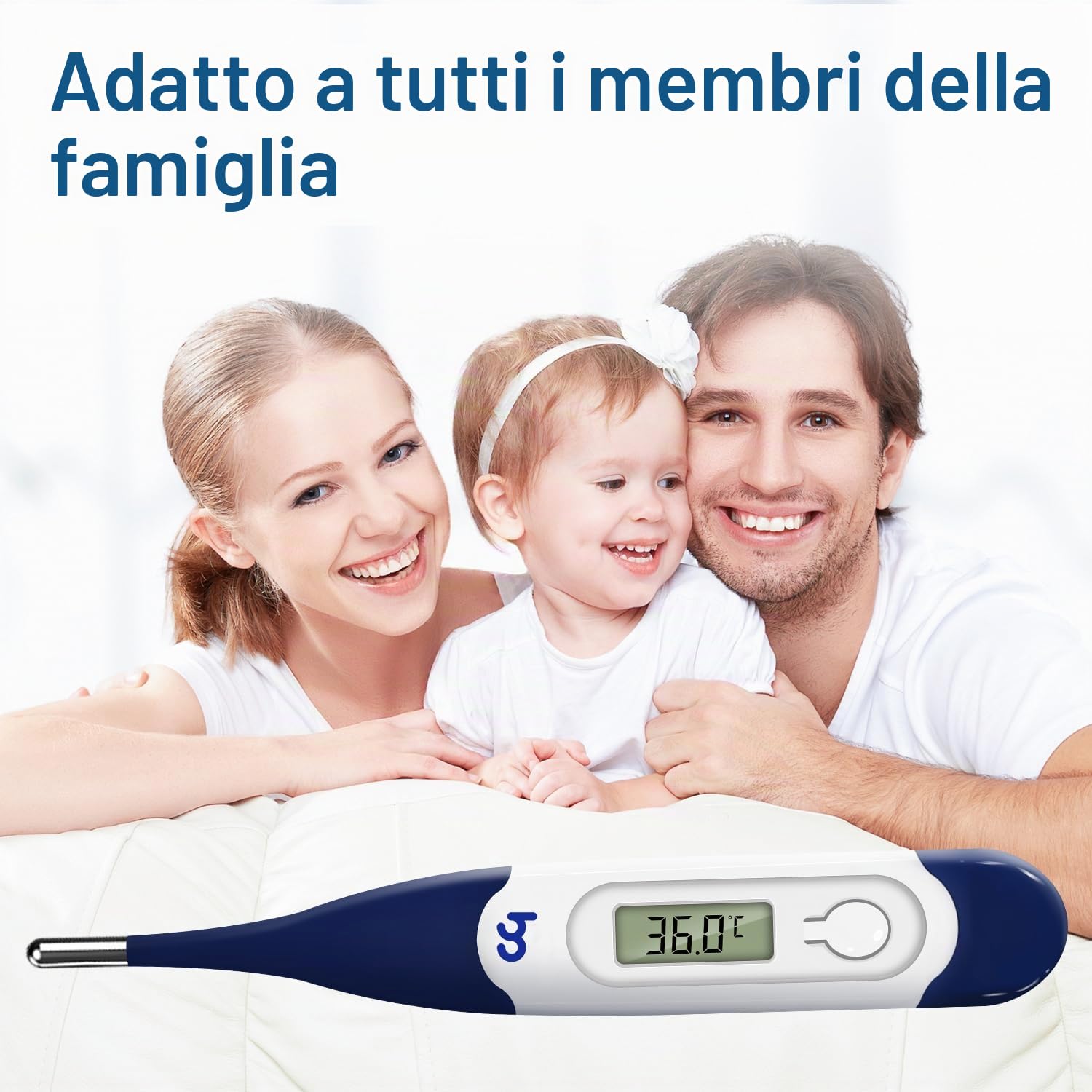 Femometer Termometro Digitale orale per febbre, temperatura corporea, lettura rapida della temperatura corporea Termometro orale rettale ascellare per bambini, ragazzi, adulti e neonati (bianco)