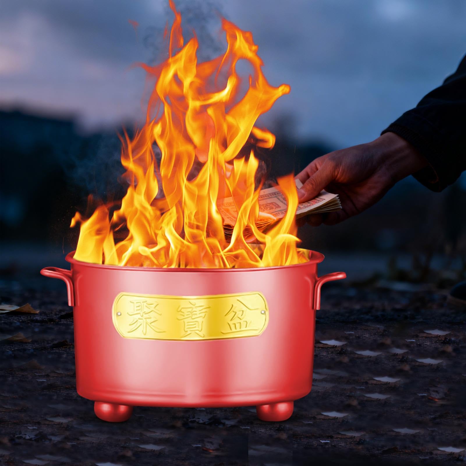 Feu de feu, Cage à feu extérieure en métal, brûleur pour déchets de Bois, Design perforé pour Un Flux d'air Maximal, y Compris Le Couvercle de sécurité Anti-étincelles, Fournitures de