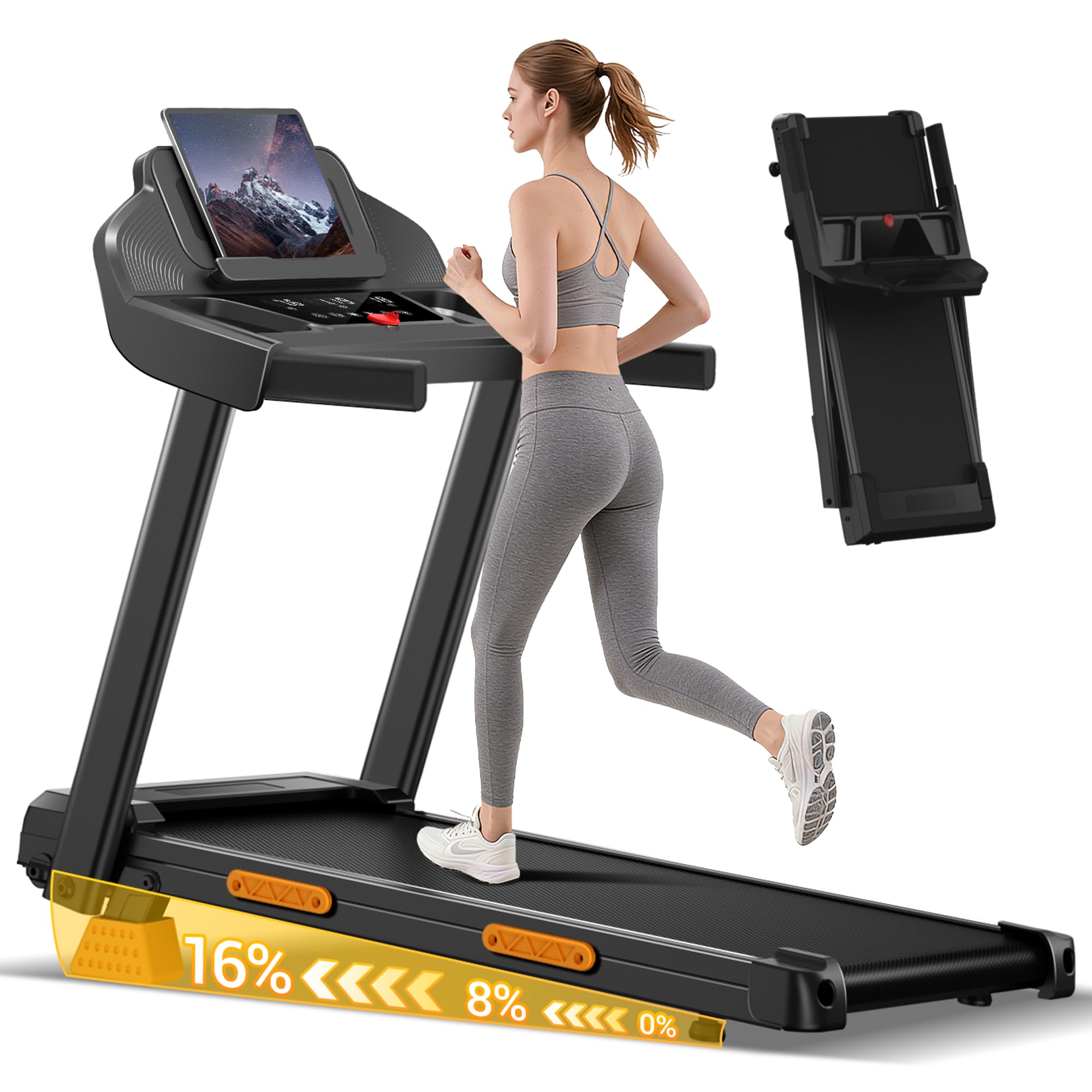UMAY 16% Incline Treadmill with Handle, 4-in-1 Foldable