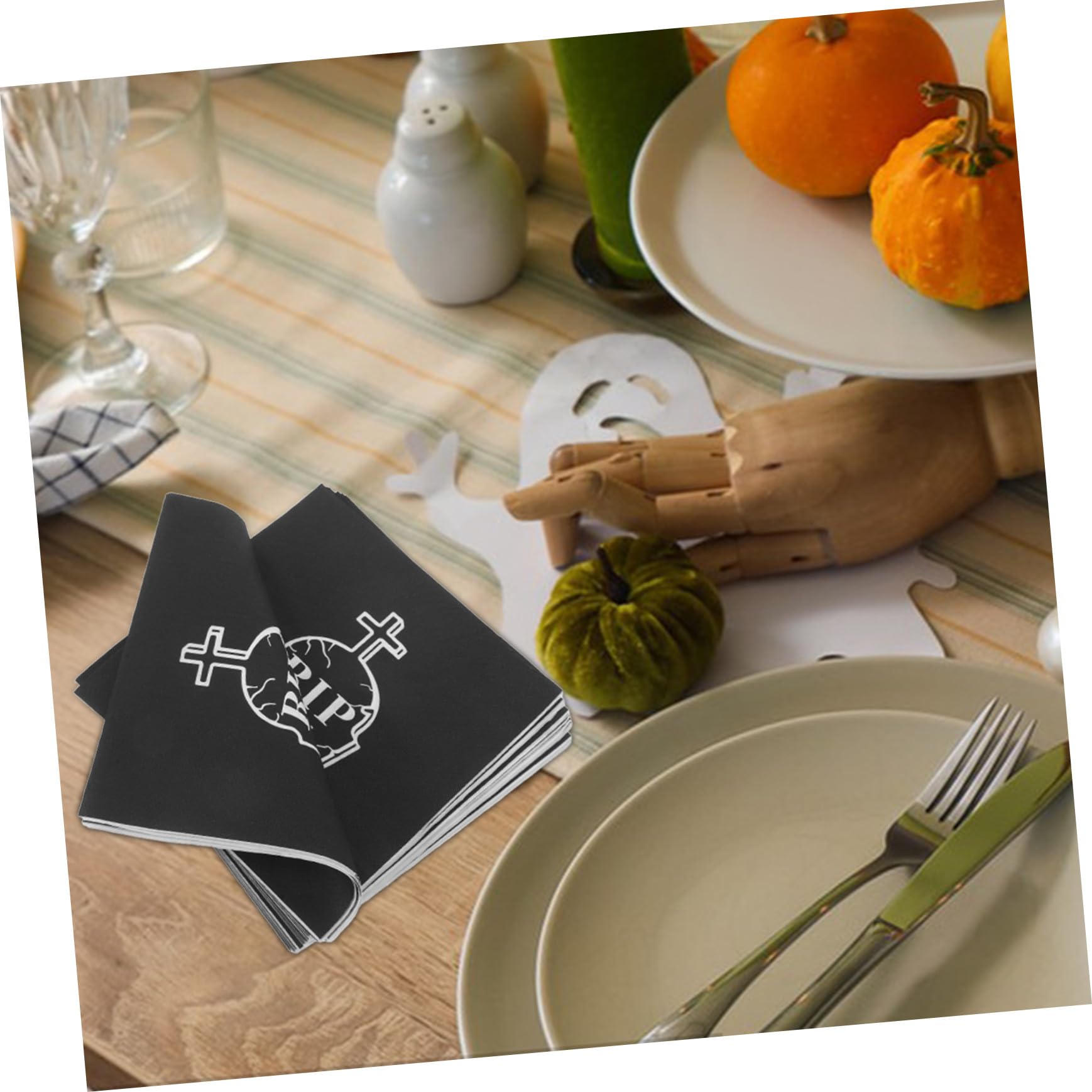 TOYANDONA 20 Pezzi Tovaglioli di Carta Neri Tema Halloween Death To My Tovaglioli Assorbenti Usa e Getta per Feste di Compleanno e Party Decorativi