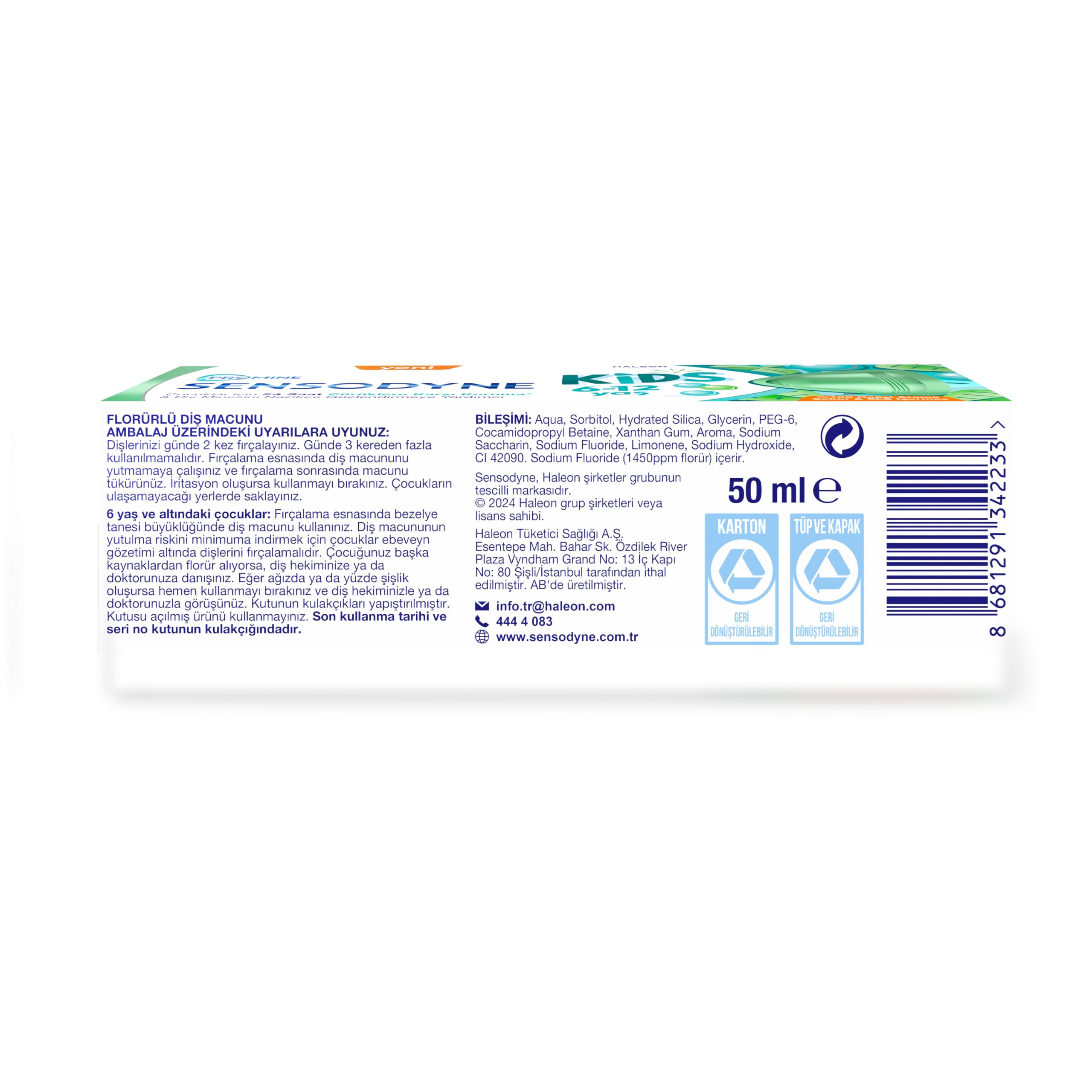 Sensodyne Promine 6+ Yaş Çocuk Diş Macunu 50ml Bubble Gum Aromalı