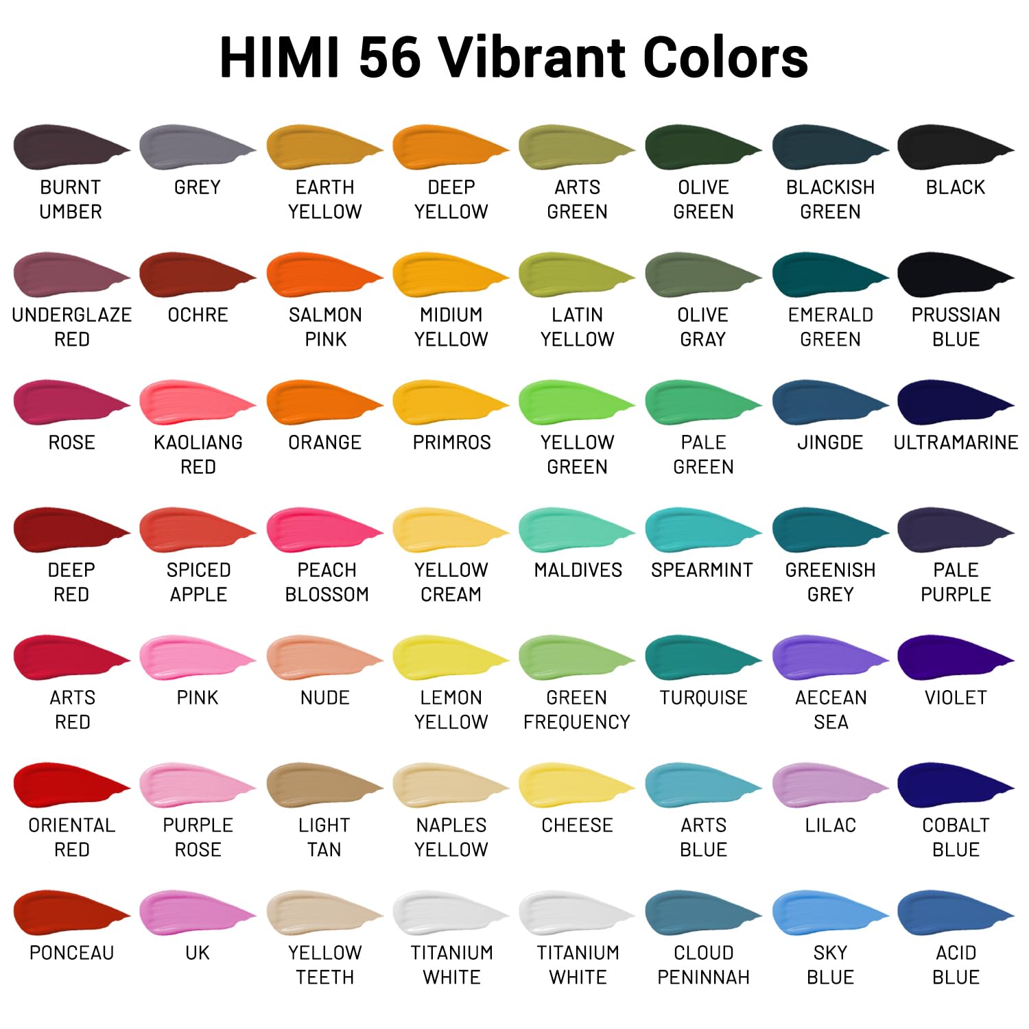 HIMI Gouache Paint Set, 56 Colors x 30 ml Jelly Cup Design in a Carrying Case, Non Toxic Gouache Paint for Canvas and Paper, Perfect for Artists, Students, and Beginners - Image 2