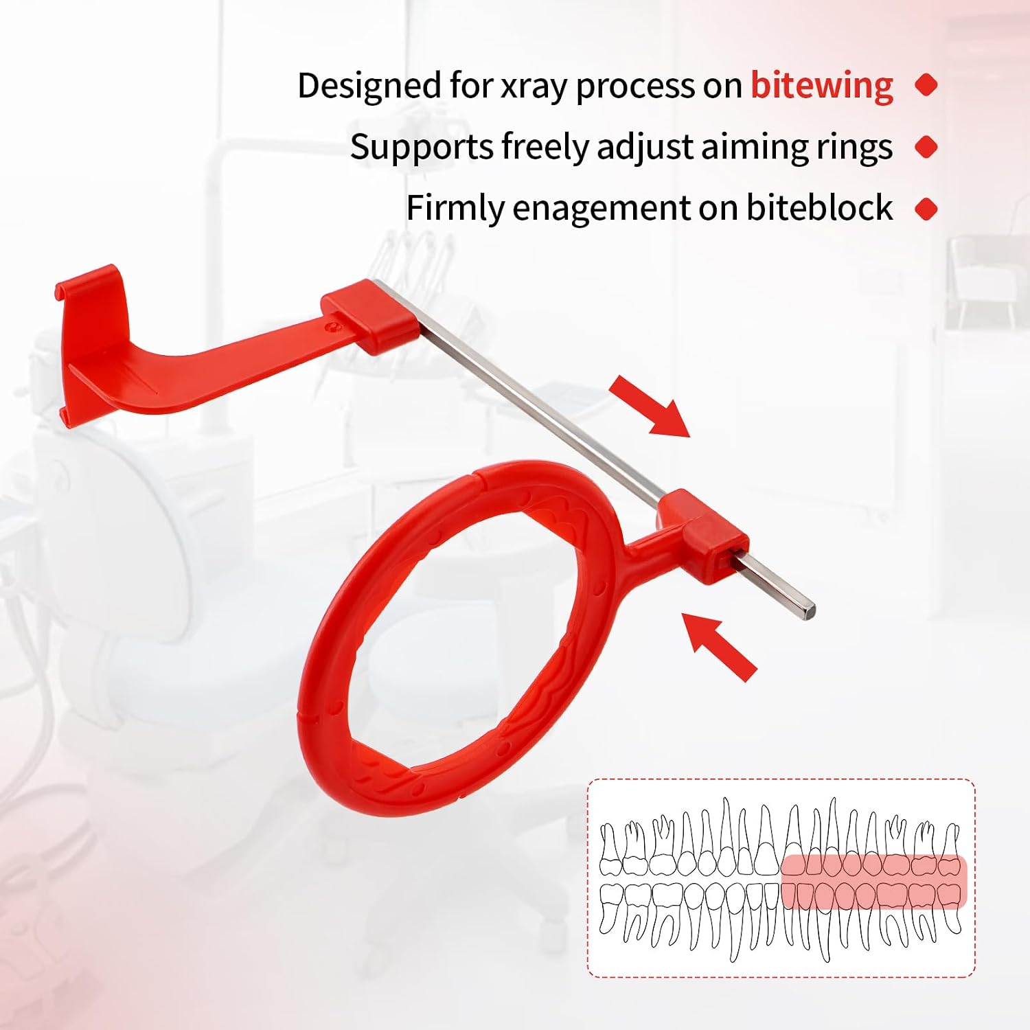 PER4MANCE Dental Bitewing Indicator Arms (Pack of 5): Dental X-Ray Sensor Holder BAI Style Red Color-Coded, Autoclavable