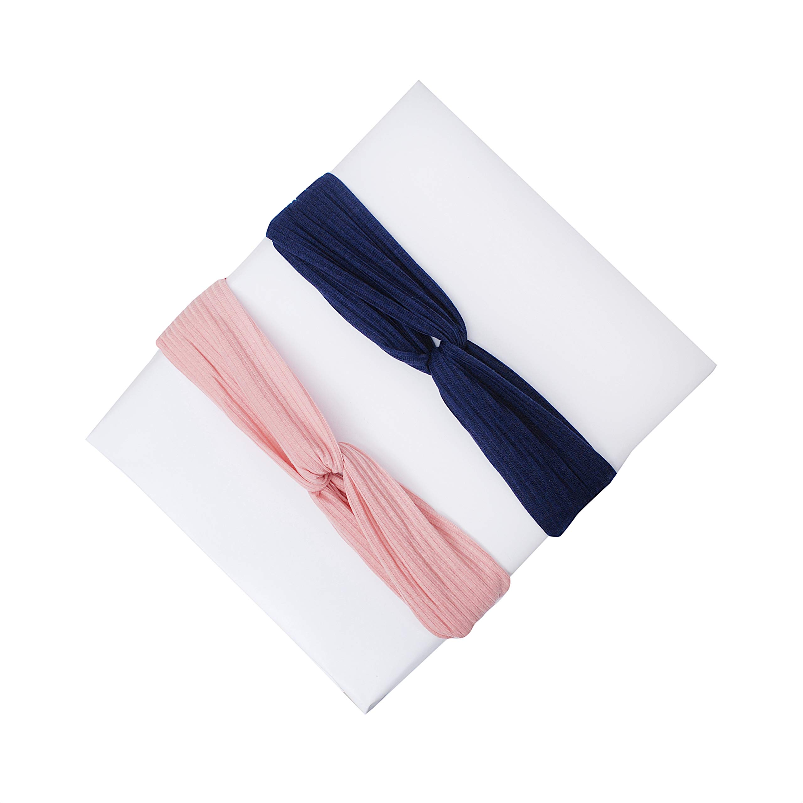 Solid Fabric Knot Stretchable Hairband Cotton Headband for Girls and Women, Pack of 2 - Multicolor-image-46