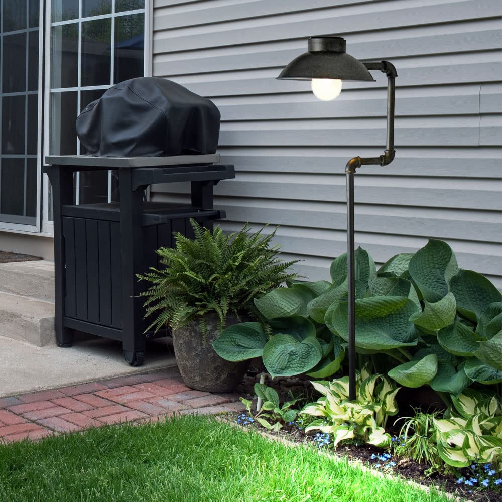 2er Set LED Solar Außen Lampen Garten Weg Beleuchtungen Erdspieß Steck Leuchten antik schwarz