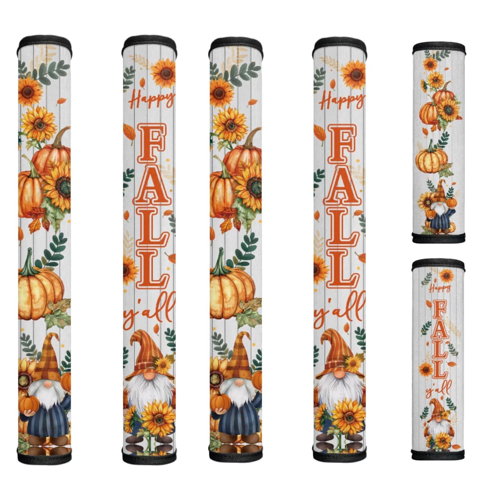 Happy Fall Refrigerator Handle Covers Set of 6 Fashion Kitchen Appliance Handle Covers Non-Slip Washable Autumn Pumpkin Fridge Door Handle Protector, Keep Off Fingerprints,Food Stains
