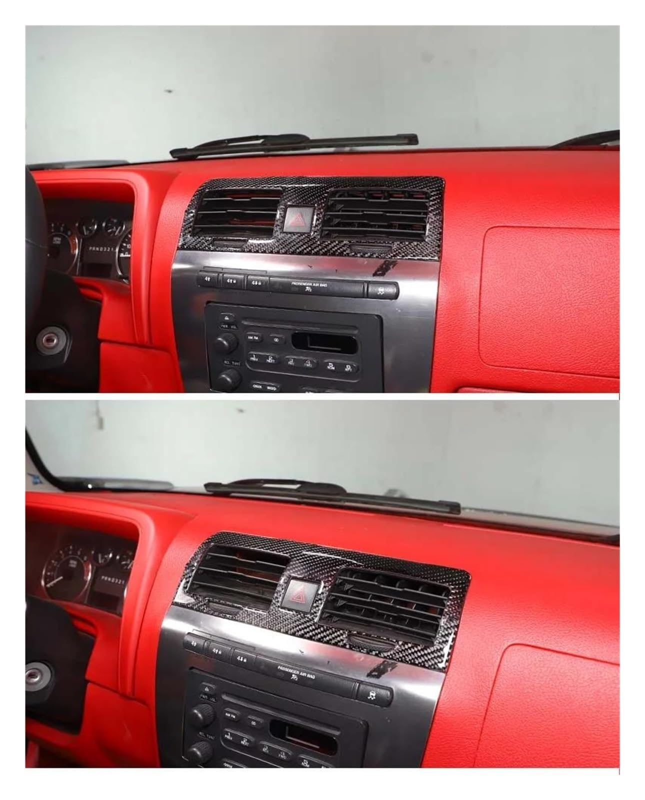 Rivestimento interno della consolle centrale Per H3 2005-2009 Aria di controllo centrale per auto per adesivo telaio di ventilazione Accessori per protezione interni auto(Nero)