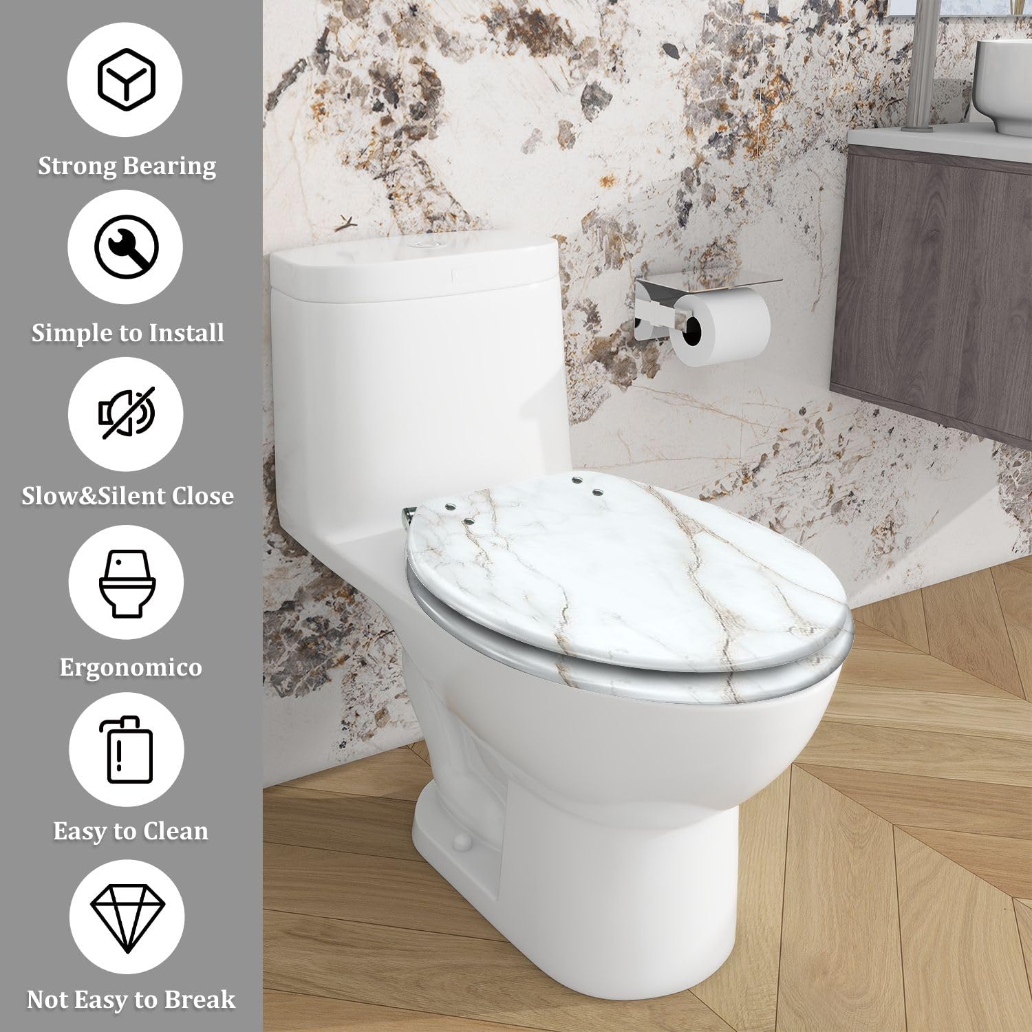 Sedile WC allungato per WC in ceramica