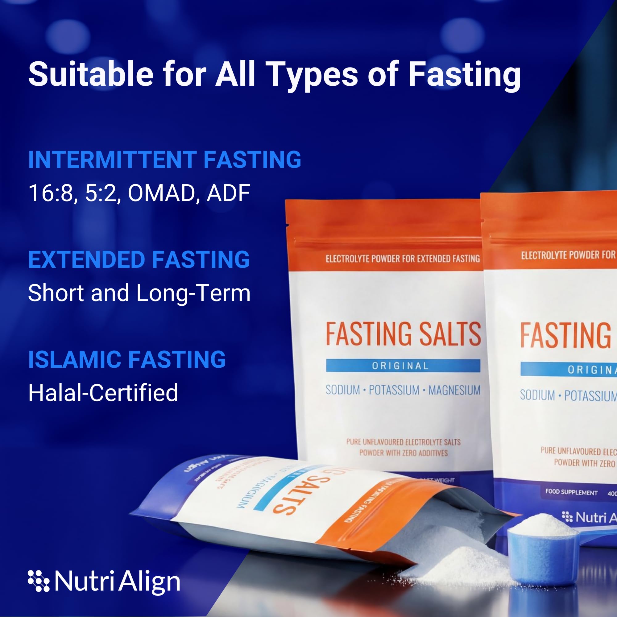 Nutri-Align Fasting Salts Electrolytes Powder | 400g Sodium Potassium Magnesium Electrolytes | Pure Unflavoured Electrolytes for Extended and Intermittent Fasting | Sugar Free & Filler Free — Amazon image 2