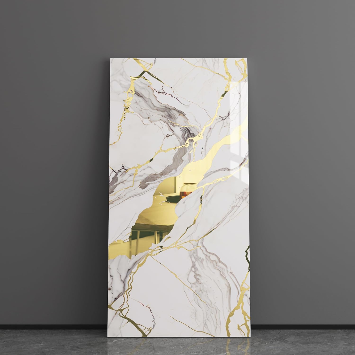 Haimin Wall Panels Peel and Stick 10 Pieces 23.6x11.8in (19.4 Sq. Ft. Coverage) Lightweight Backsplash Marble Look Tile (not Real Marble) Ideal for Kitchen Bathrooms Living Rooms Bedrooms White Gold-03