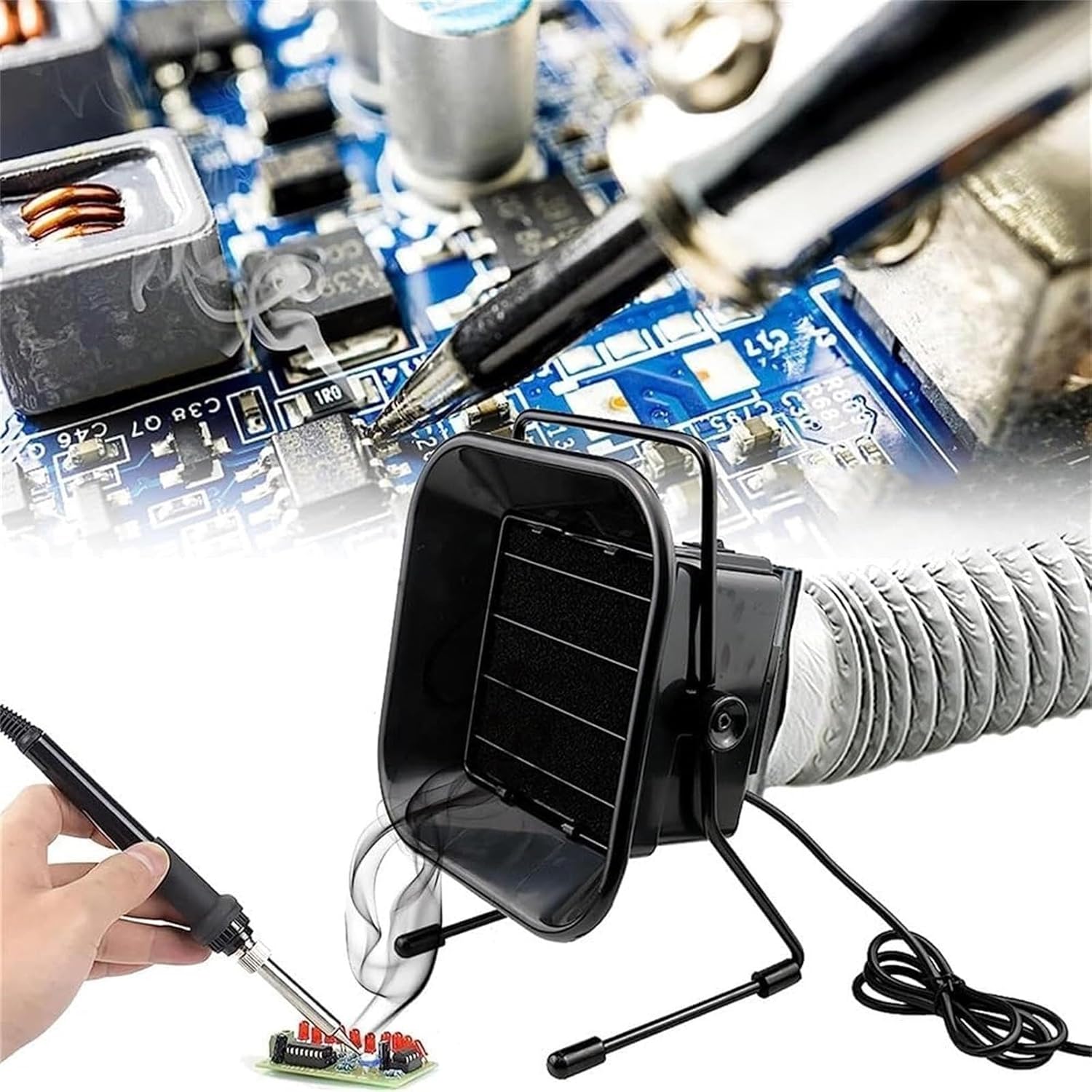 Welding Smoke Filter for Soldering Station,Solder Smoke Absorber Fume Extractor Fan,Low Noise High Suction Vent Pipe for Eliminate Smoke