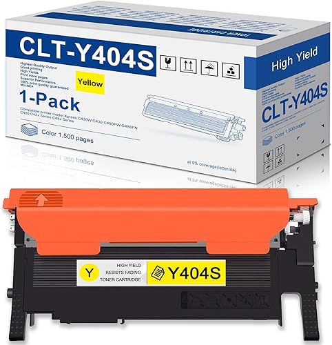 MOLI - Paquete de 1 cartucho de tóner amarillo CLT-Y404S Y404S compatible para Samsung CLT-Y404S 404S Toner para Xpress C430W C430 C43x C480FW