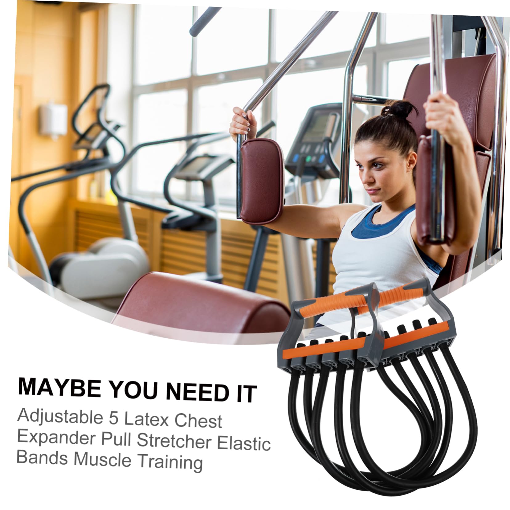 KOMBIUDA Latex Brustzieher mit 5 Widerstandsbändern für Muskeltraining und Kraftaufbau Leichtes Trainingsgerät für Rücken und Schultern im Fitnessstudio oder Büro