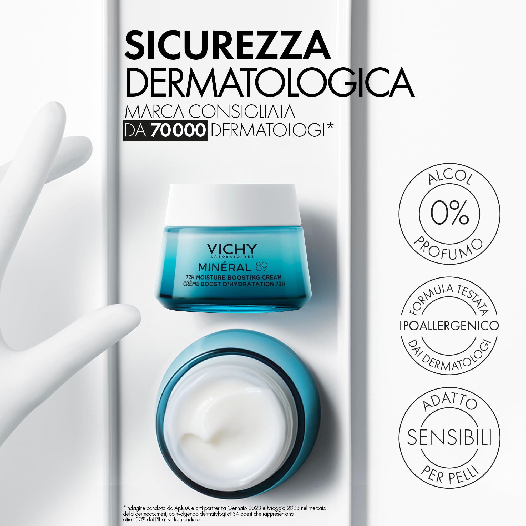 Crema Leggera Idratante Mineral 89 50ml con Acido Ialuronico e Squalene per Pelle Luminosa e Levigata fino a 72 Ore