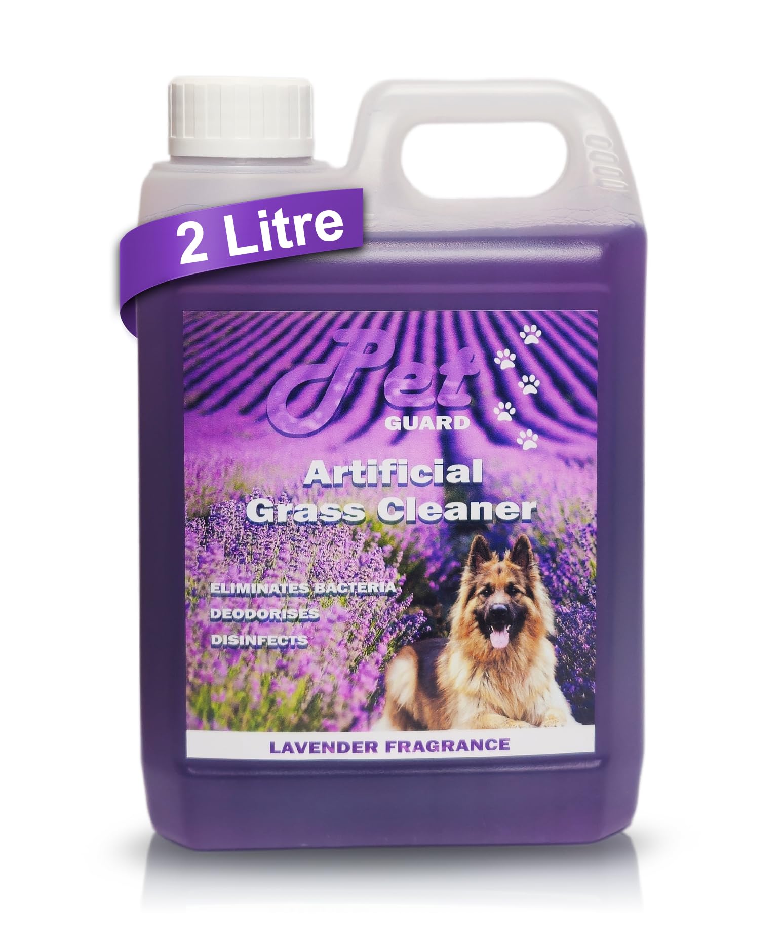 Pet Guard Artificial Grass Cleaner 2L Dog Safe Pet Eliminates Bacteria Deodorises Disinfects - Puppy Urine Cleaner & Odour Remover - Astro Turf Cleaner Dog Urine and Poop - Pet Friendly (Lavender)