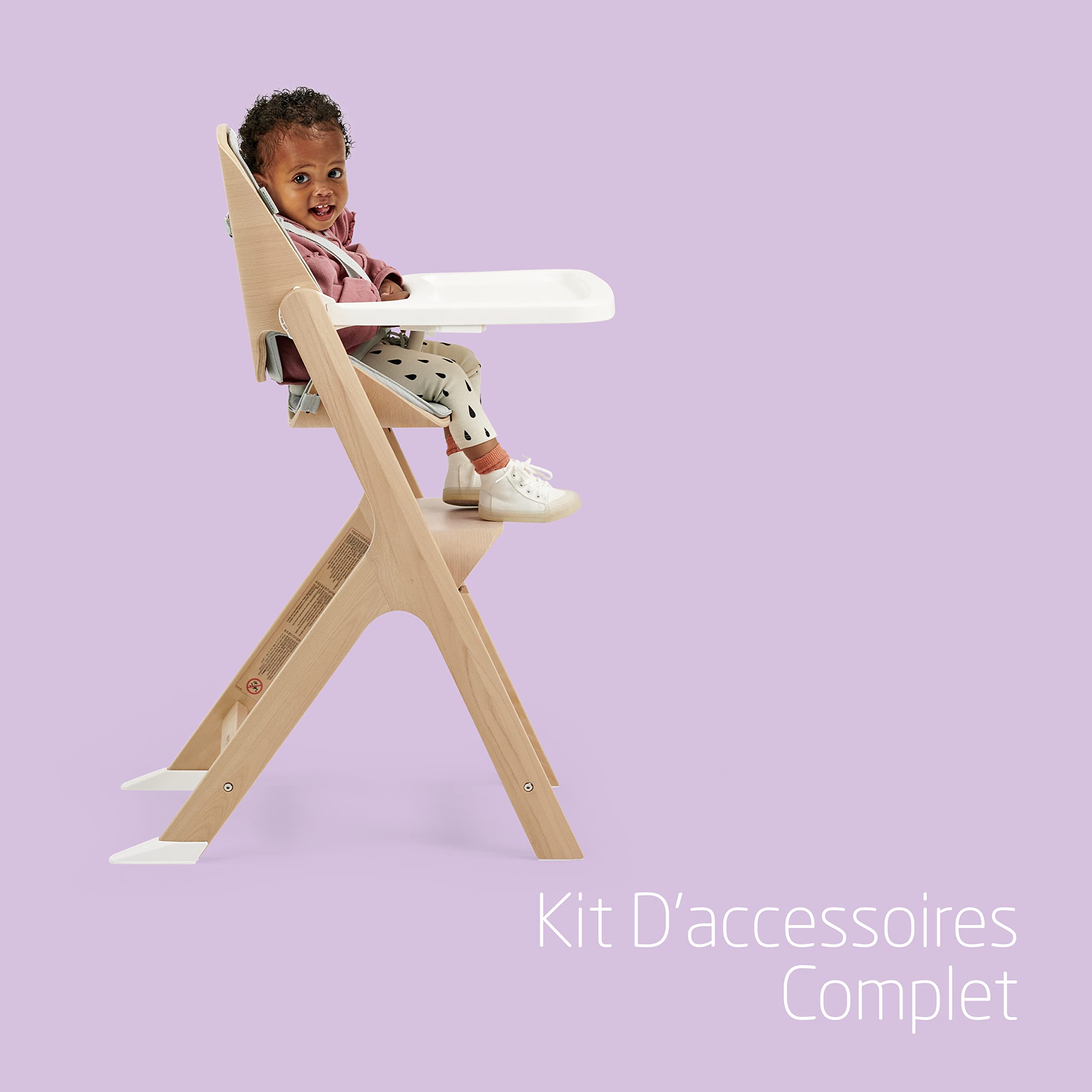 Maxi-Cosi Kit enfant Nesta, Kit accessoires enfant pour chaise haute bois évolutive Nesta, réducteur, harnais 5 points, tablette, arceau de maintien, de 6 mois à 3 ans, de 9 à 15 kg, Beyond Sky Grey