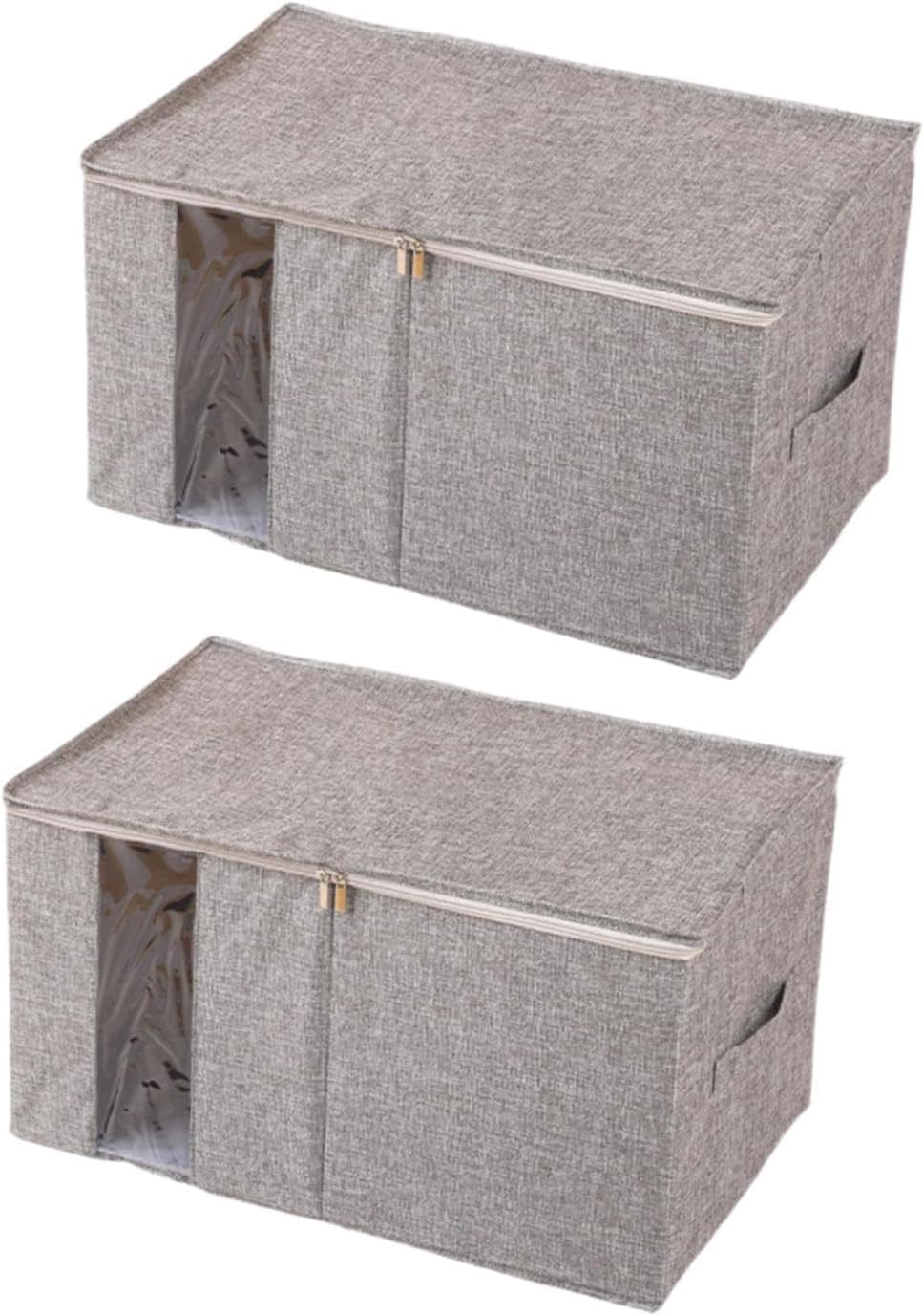 2X Closet Storage Container Dust Resistant Storage Organiser with Zip Stackable Sweater Clothes Organizer for Comforters, L