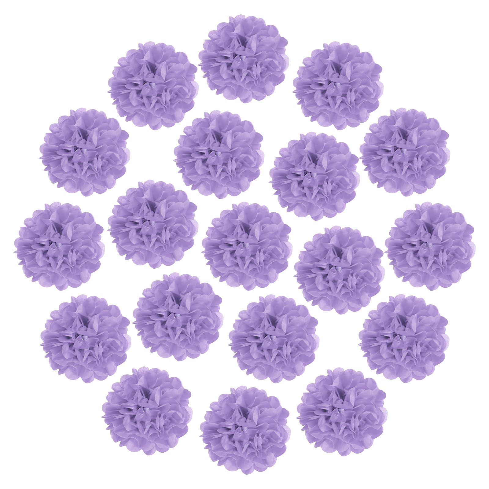 sourcing map 20Pcs Tissue Paper Pom Poms, 35cm Colorful Large Paper Flowers Wall Decorations for Fiesta Party Birthday Wedding Light Purple