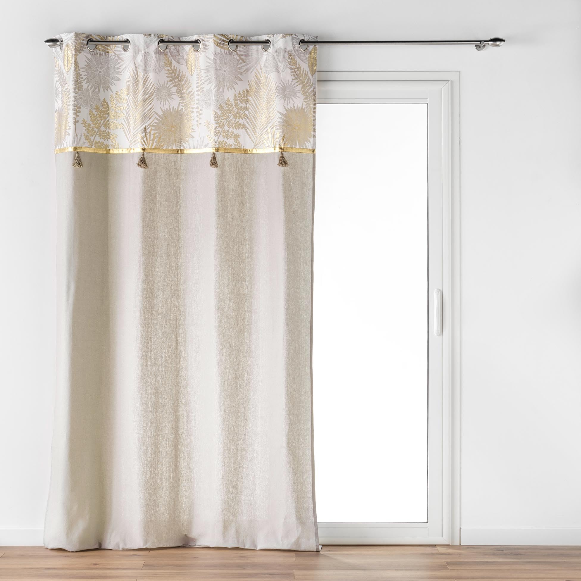 Douceur d'Intérieur Melisse Tenda con Occhielli, 140 x 240 cm, Cotone e Poliestere con Bordo Metallizzato