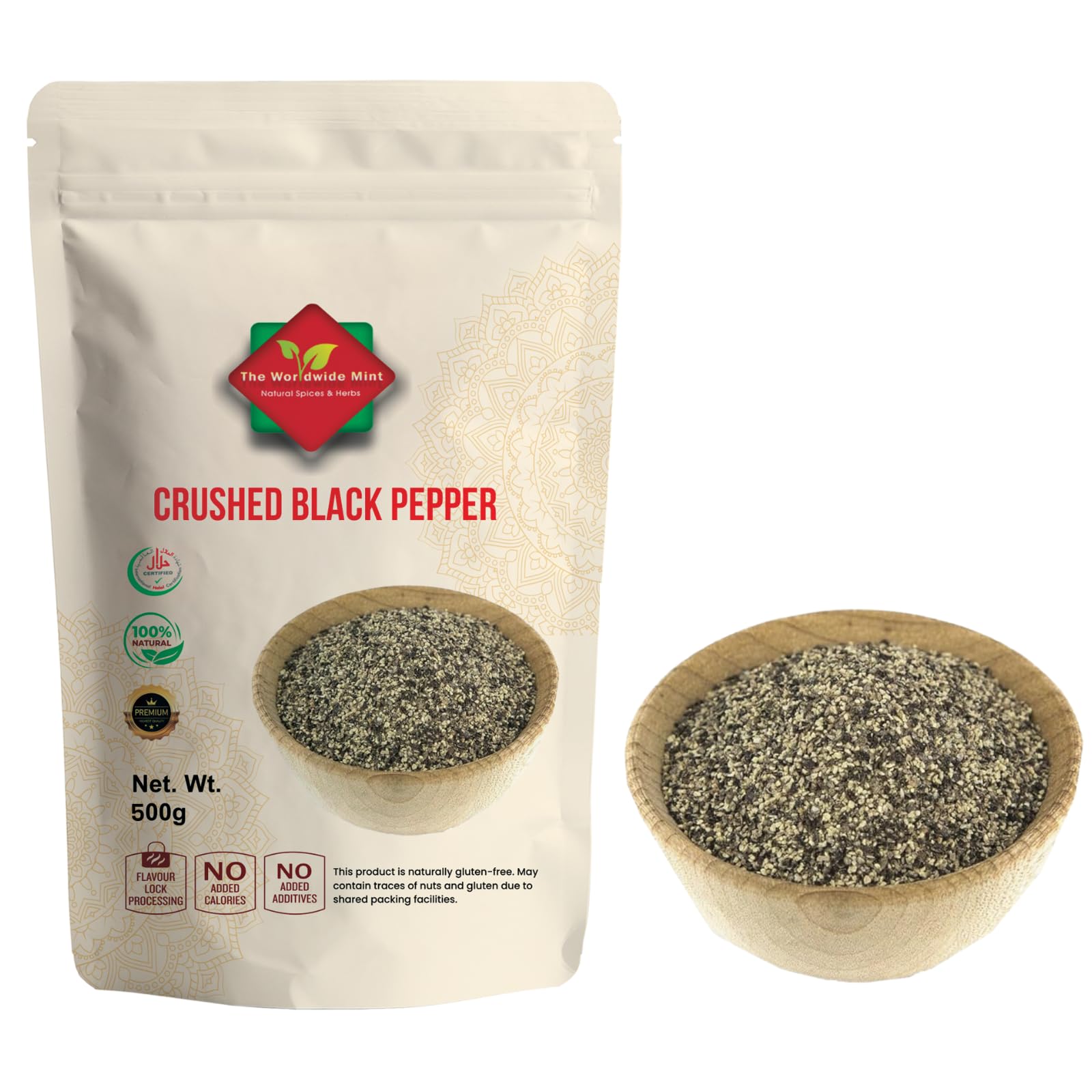 Crushed Black Pepper 500G | Coarse Black Pepper | Warm, Spicy, Aromatic Taste | Premium Quality | Non GMO| Natural | Vegan| No additives.