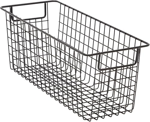 Miniatura 5 de Farmlyn Creek Paquete de 3 cestas estrechas de alambre de metal para almacenamiento, 16 x 6 x 6 pulgadas, color negro, organizador de hierro