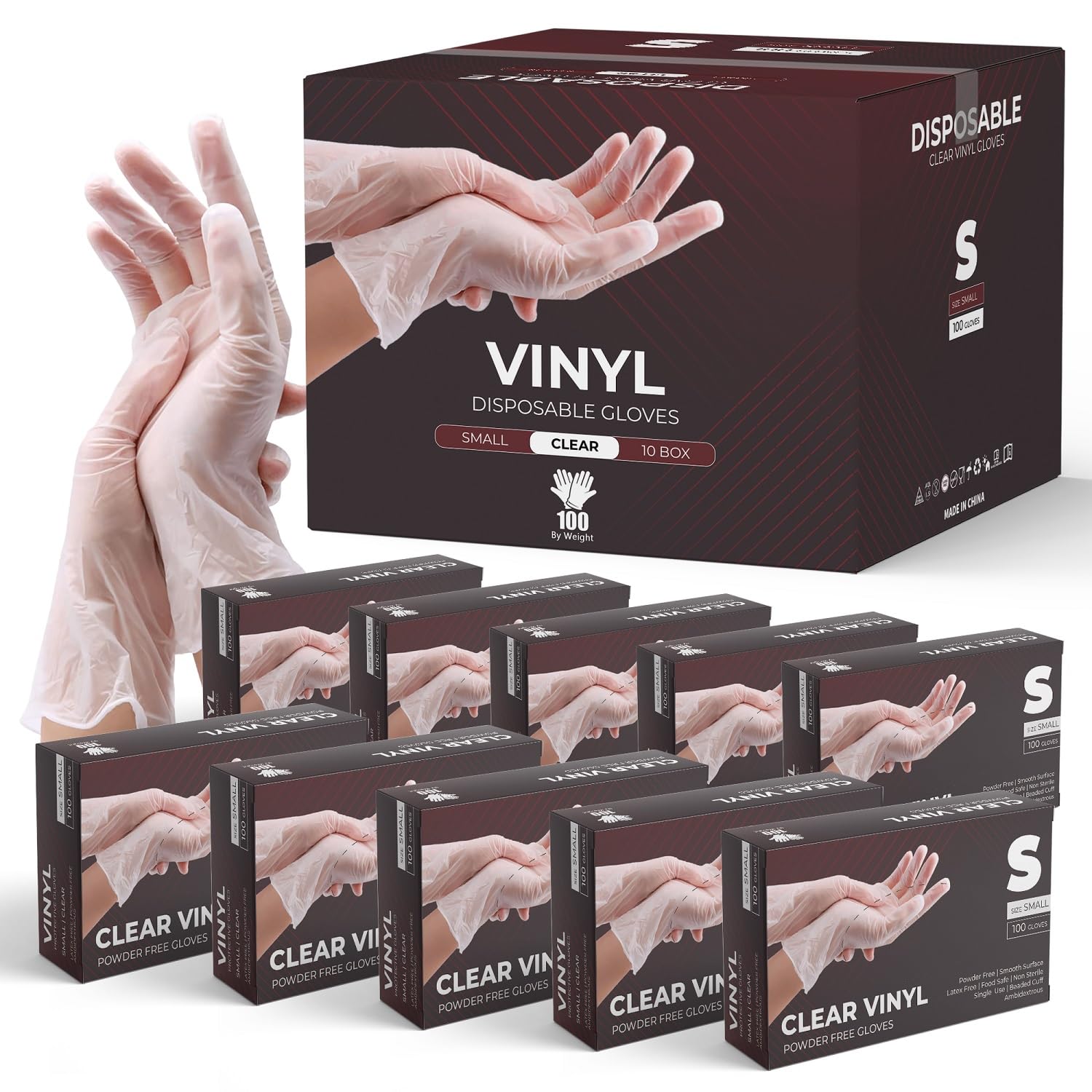 eatasty Vinyl Multi-Purpose Clear Gloves, Powder Free, Disposable, 1000 Pack
