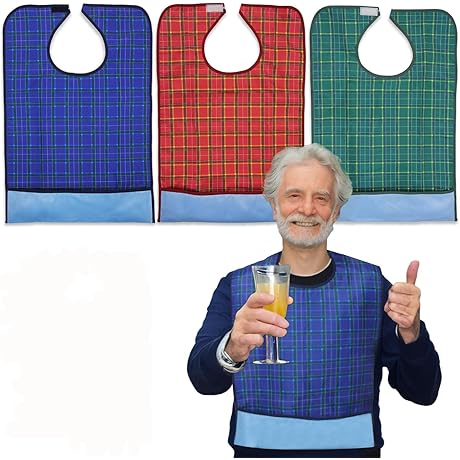 3PCS Adult Bibs for Elderly Men, Keep Clothing Clean and Dry During Meals