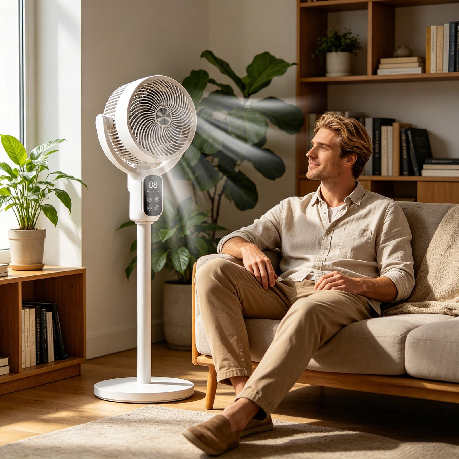Ventilatore USB portatile in piedi regolabile in altezza circolazione dell'aria silenziosa per casa, camera da letto, scrivania, spazio di lavoro con testa oscillante, impostazioni di velocità
