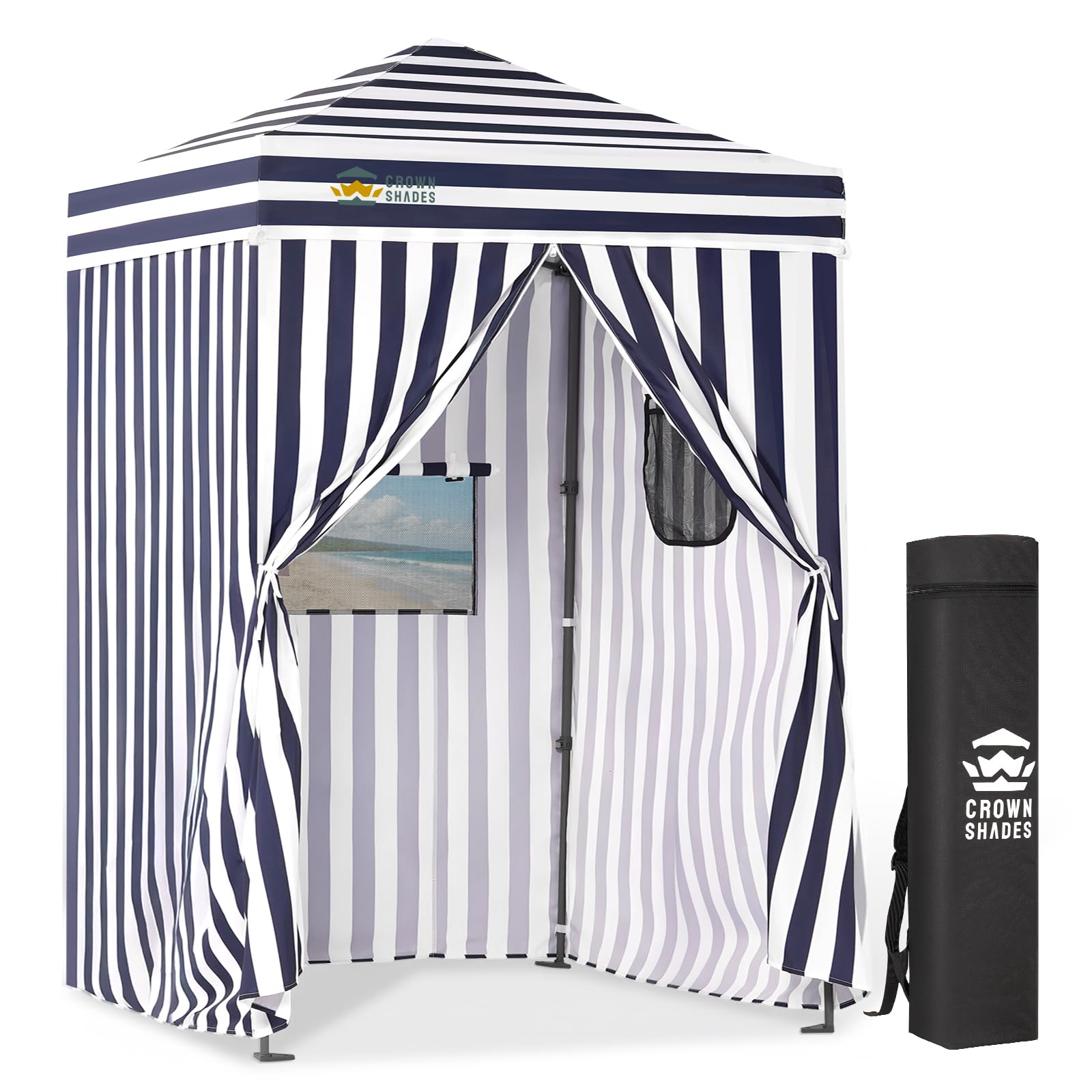 CROWN SHADES 5x5 Pop Up Changing Tent, Portable Changing Room, Blue/White