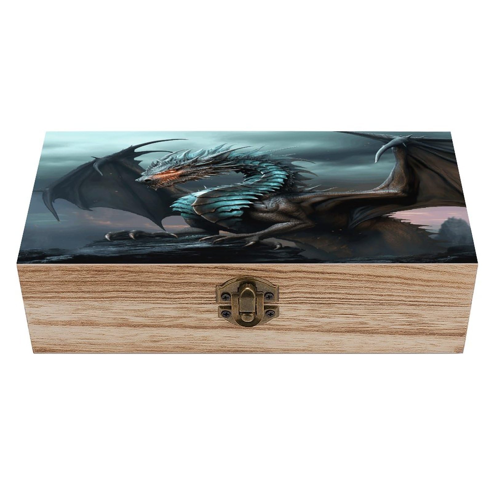 VstaDank Cool Dragon Wooden Storage Box Wooden Keepsake Box with Hinged Lid Exquisite Solid Wood Decorative Jewelry Case Memory Box for Jewelry Photos Letters Crafts Trinkets
