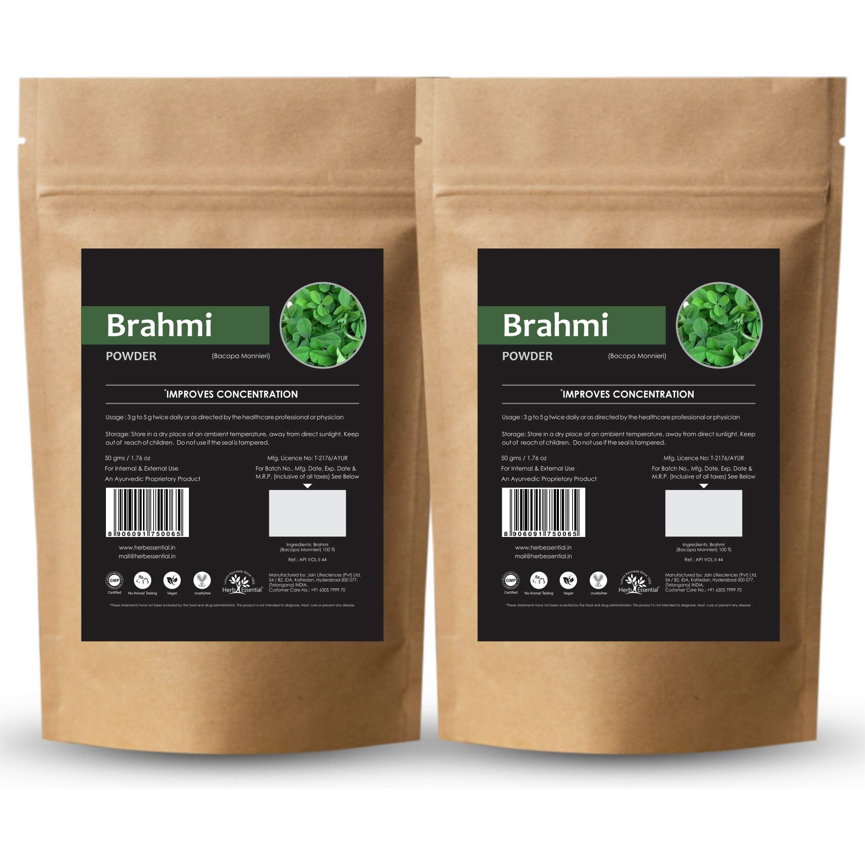 Herb Essential Pure Brahmi Powder 50g (Pack of 2) |Mind Wellness | Promotes Health Mind & Reduce Stress (B07DCMRWFY) Amazon Price History, Amazon Price Tracker