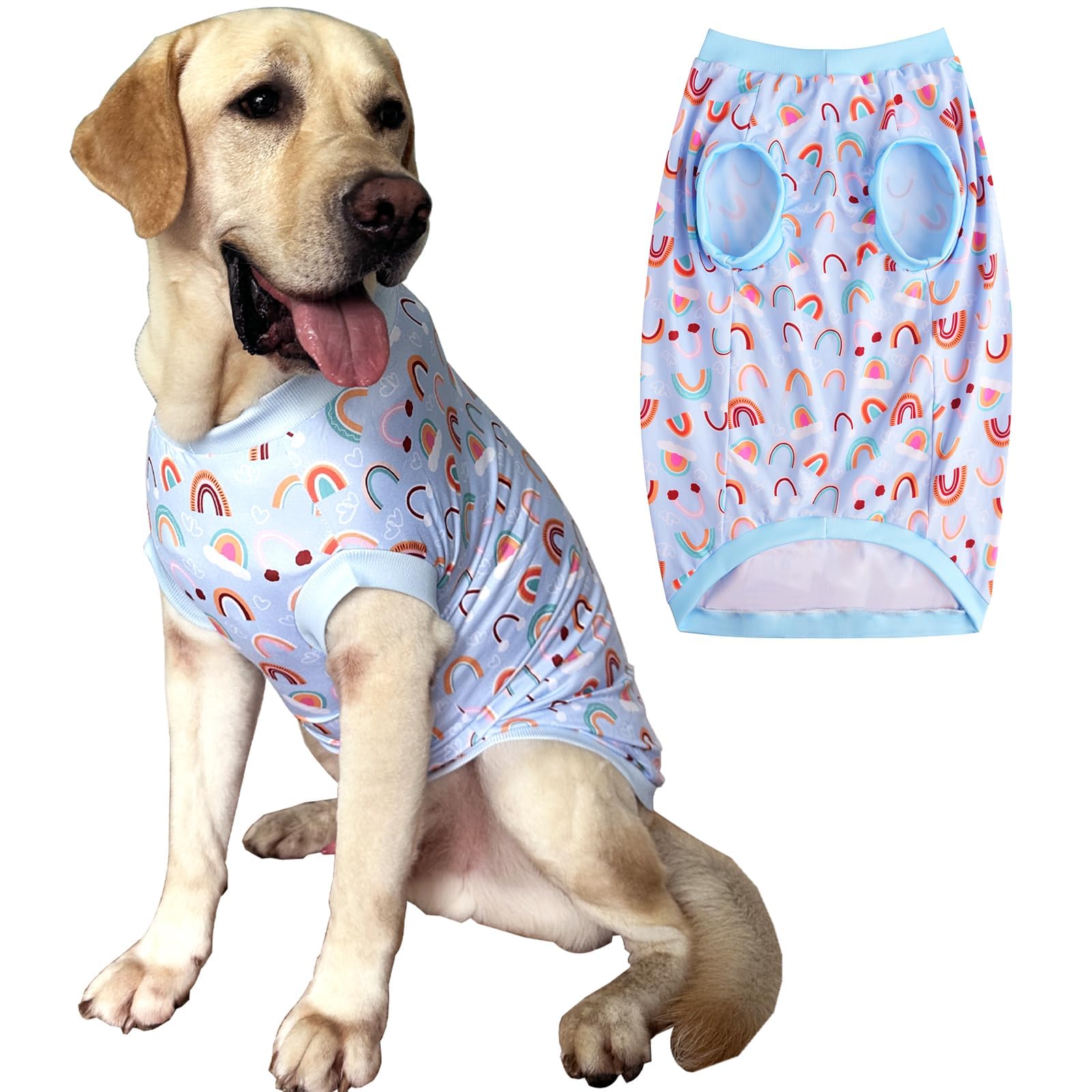 Dinosaur+Colorful Doughnut 2 Pack Cute Prints Dog Vest T-Shirt for Large Dog (XL,DinosaurDoughnut) — image 1