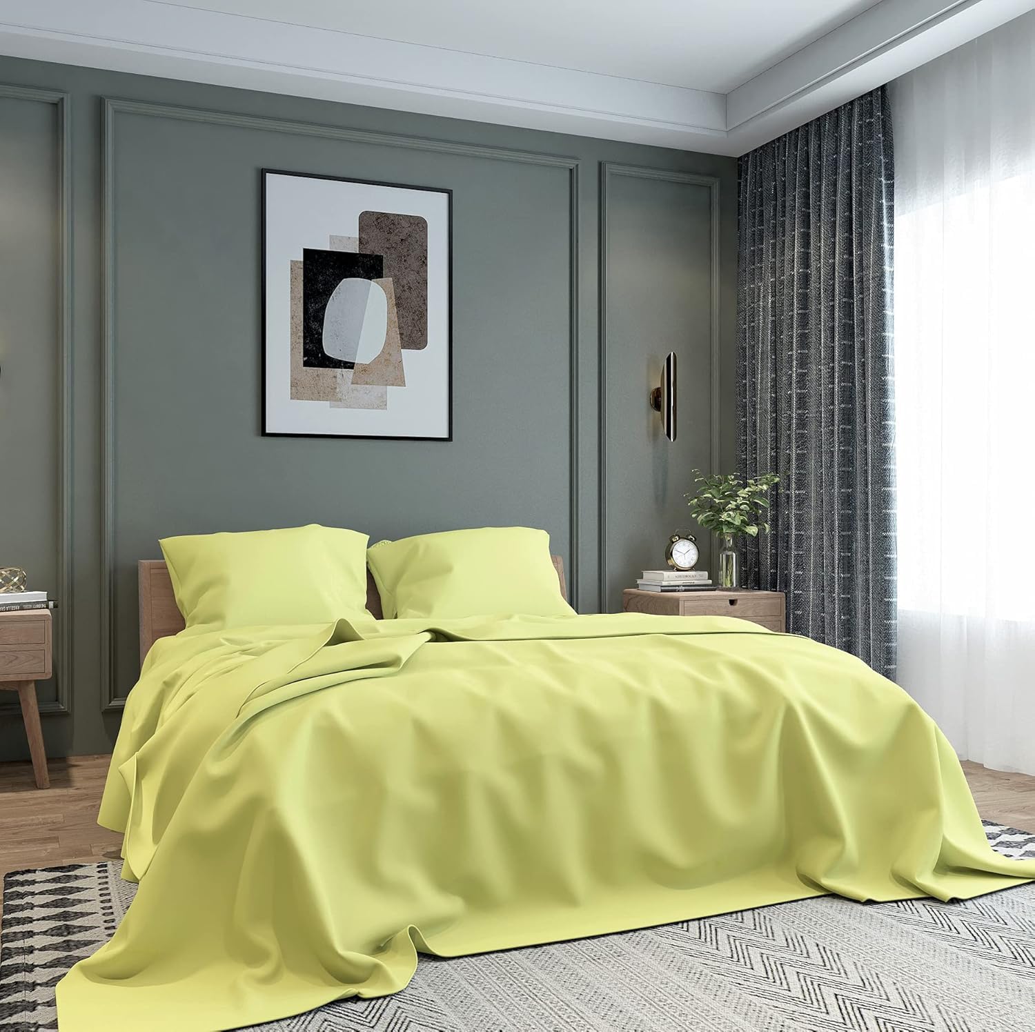 BELVOSTUM 144TC Microfiber Double Bed Bedsheet for Double Bed Sheet King Size Bed Cotton - 90 x 95 In - Neon Green - Includes 1 Bed Sheet and 2 Pillow Covers (B095SR4WW5) Amazon Price History, Amazon Price Tracker