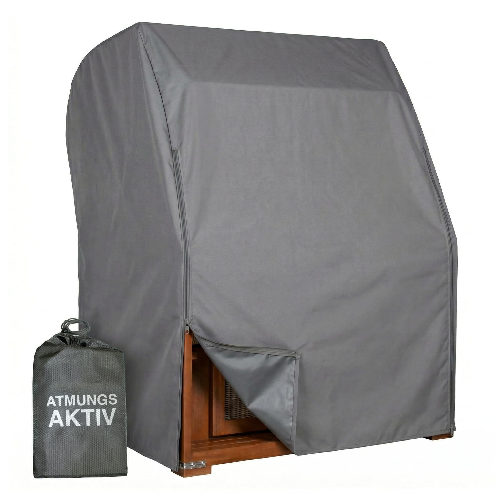 MR. DEKO Aero Protect - Funda protectora para sillón de playa, color gris oscuro, tamaño M, 120 x 80 x 160 cm (ancho x profundidad x alto), para sillones de playa de 2 plazas, transpirable y